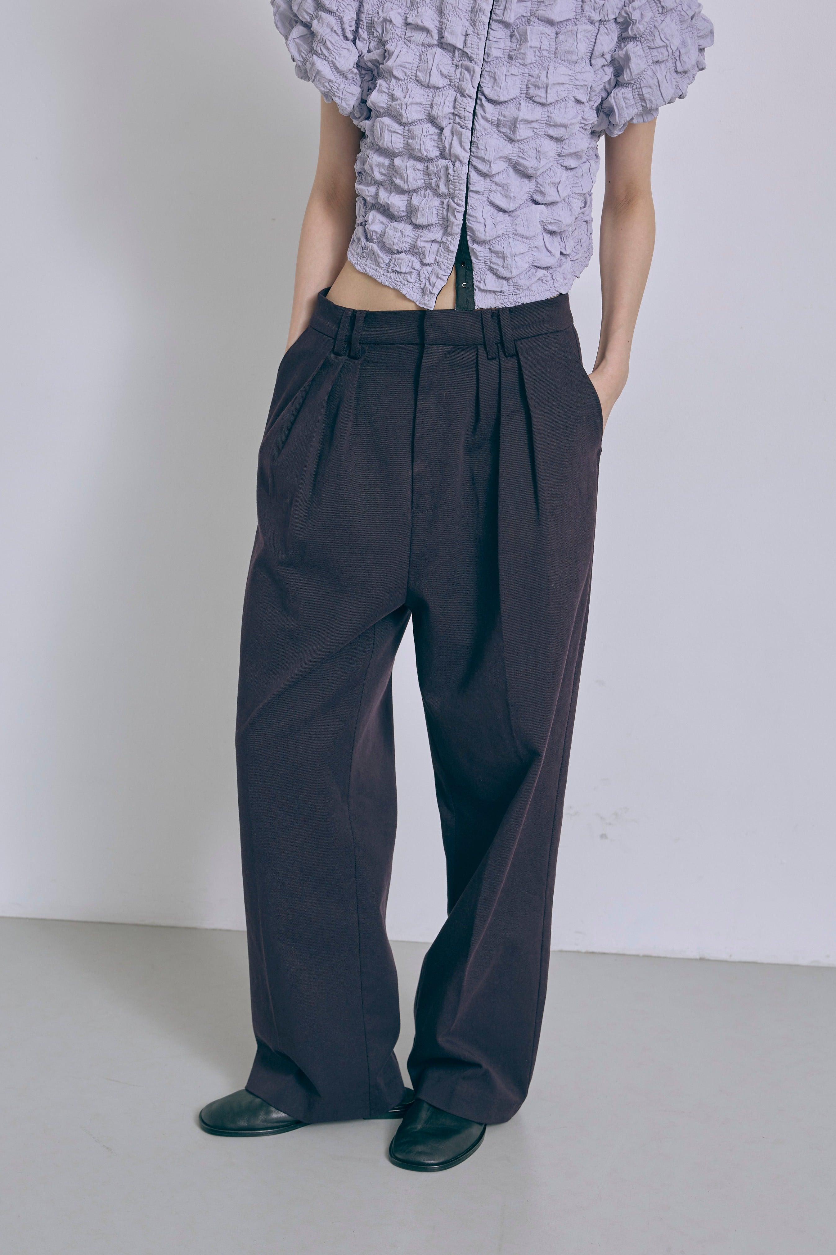 Wide Tuck Pants パープル size:モデルサイズ model:175cm SENPING