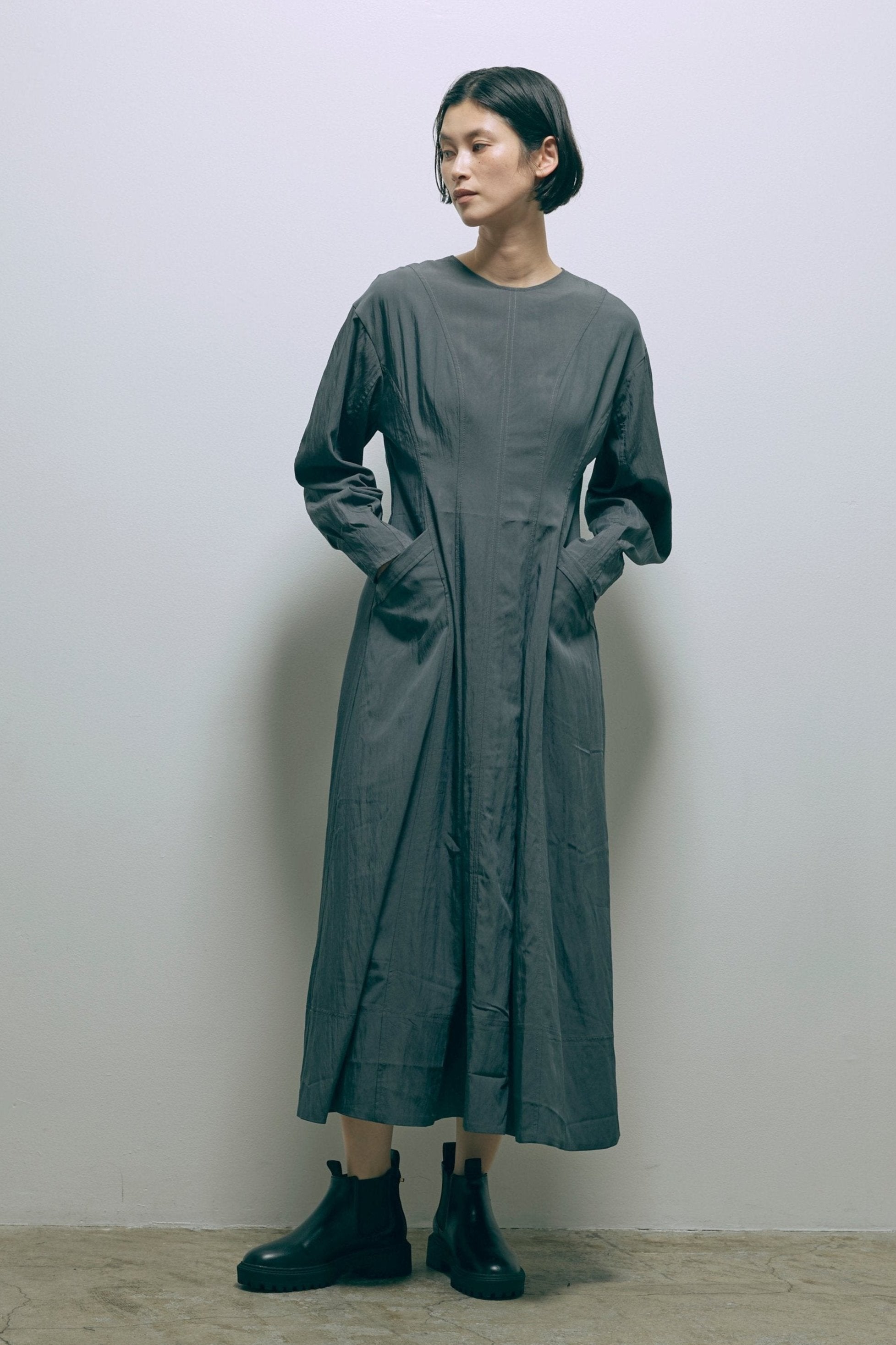 Volume Sleeve Soft Flare Dress