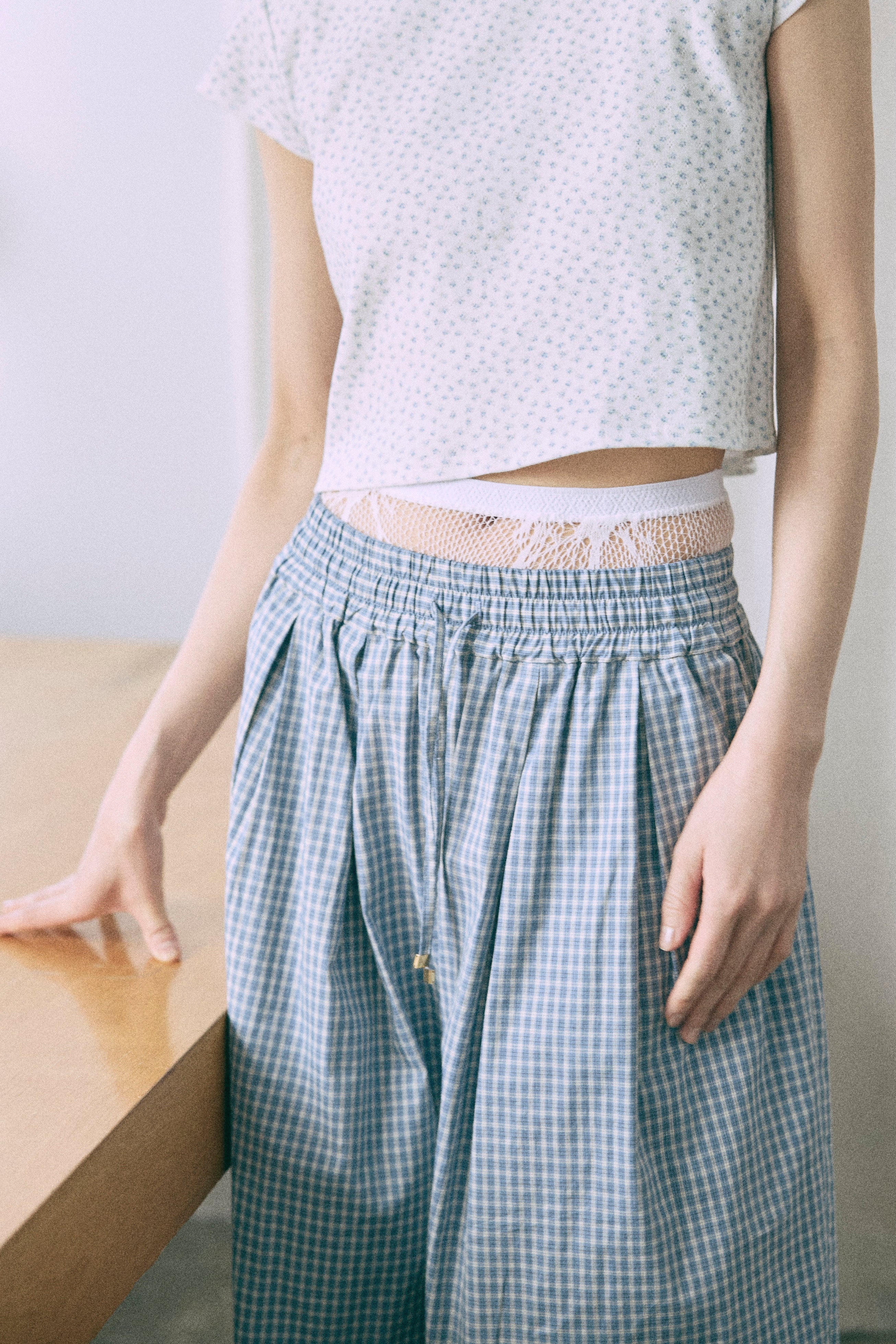 Airy Check Tuck Easy-Pants – EN NEUME