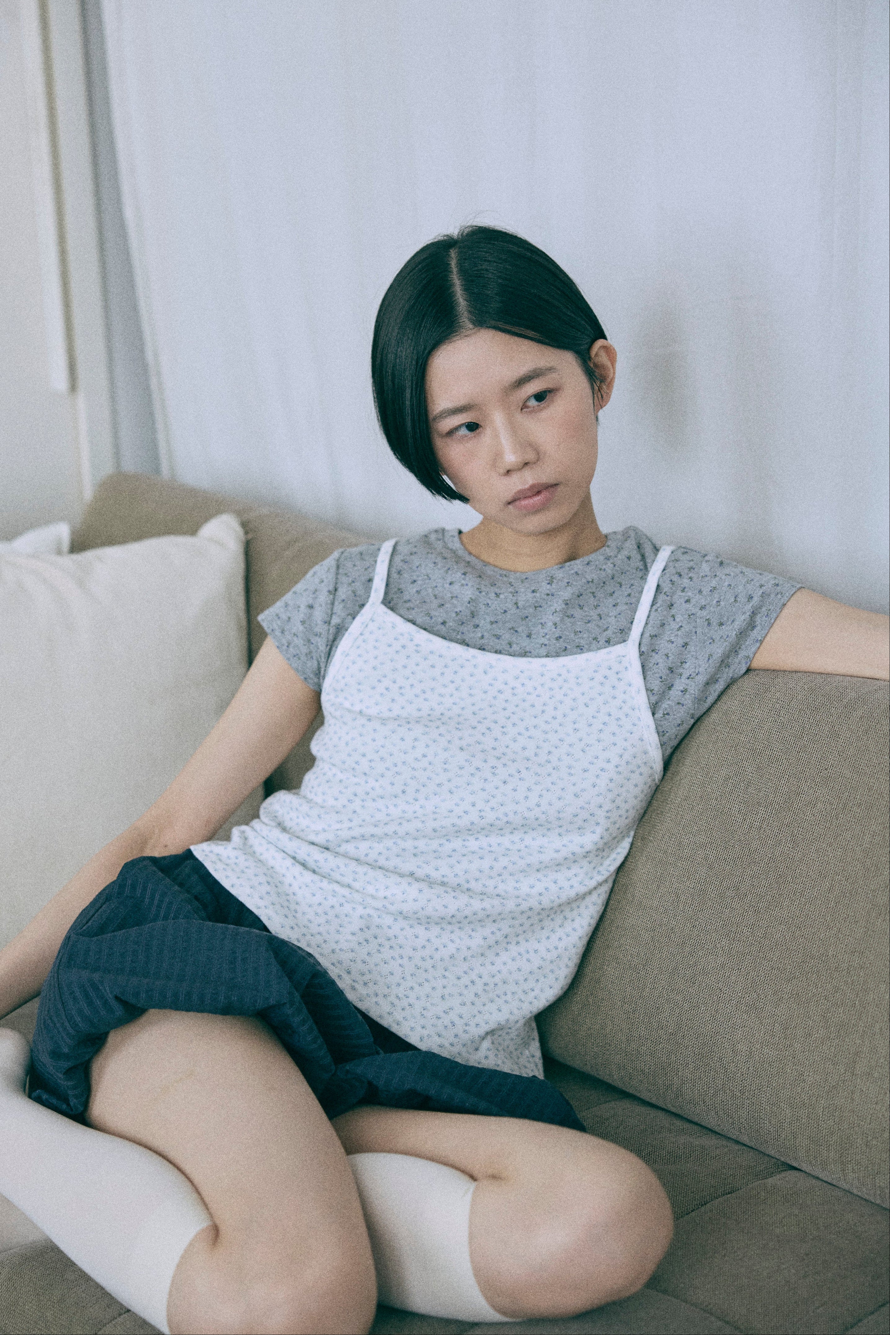 着用カラー:杢グレー  モデル身長:170㎝