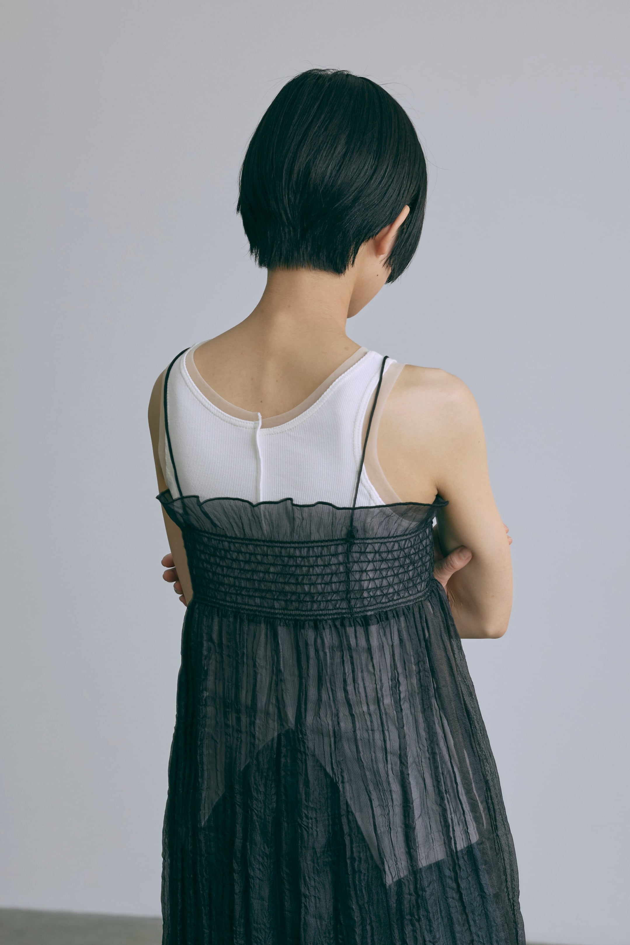 Tulle Piping Tank Top