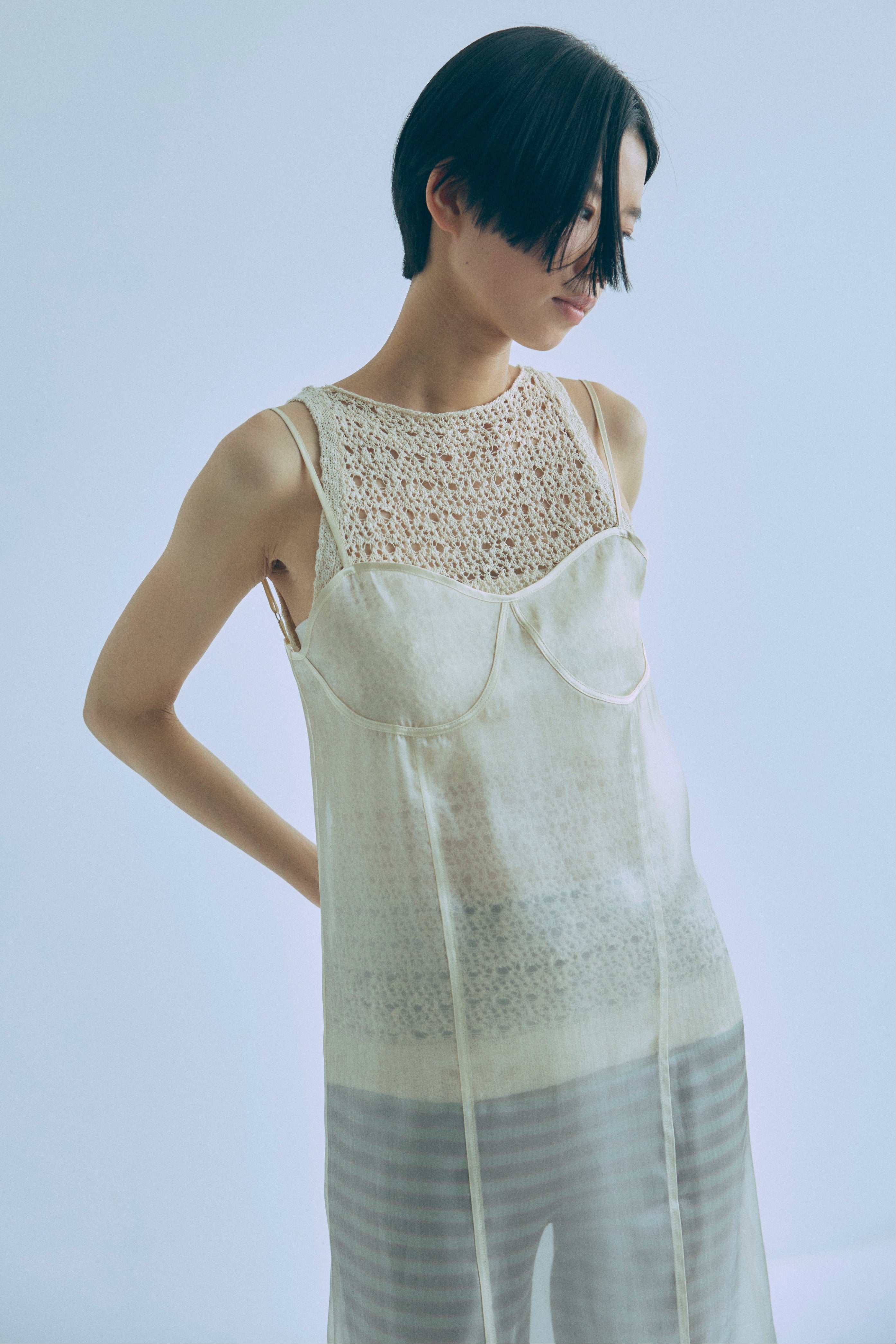 着用カラー:アイボリー  モデル身長:170㎝