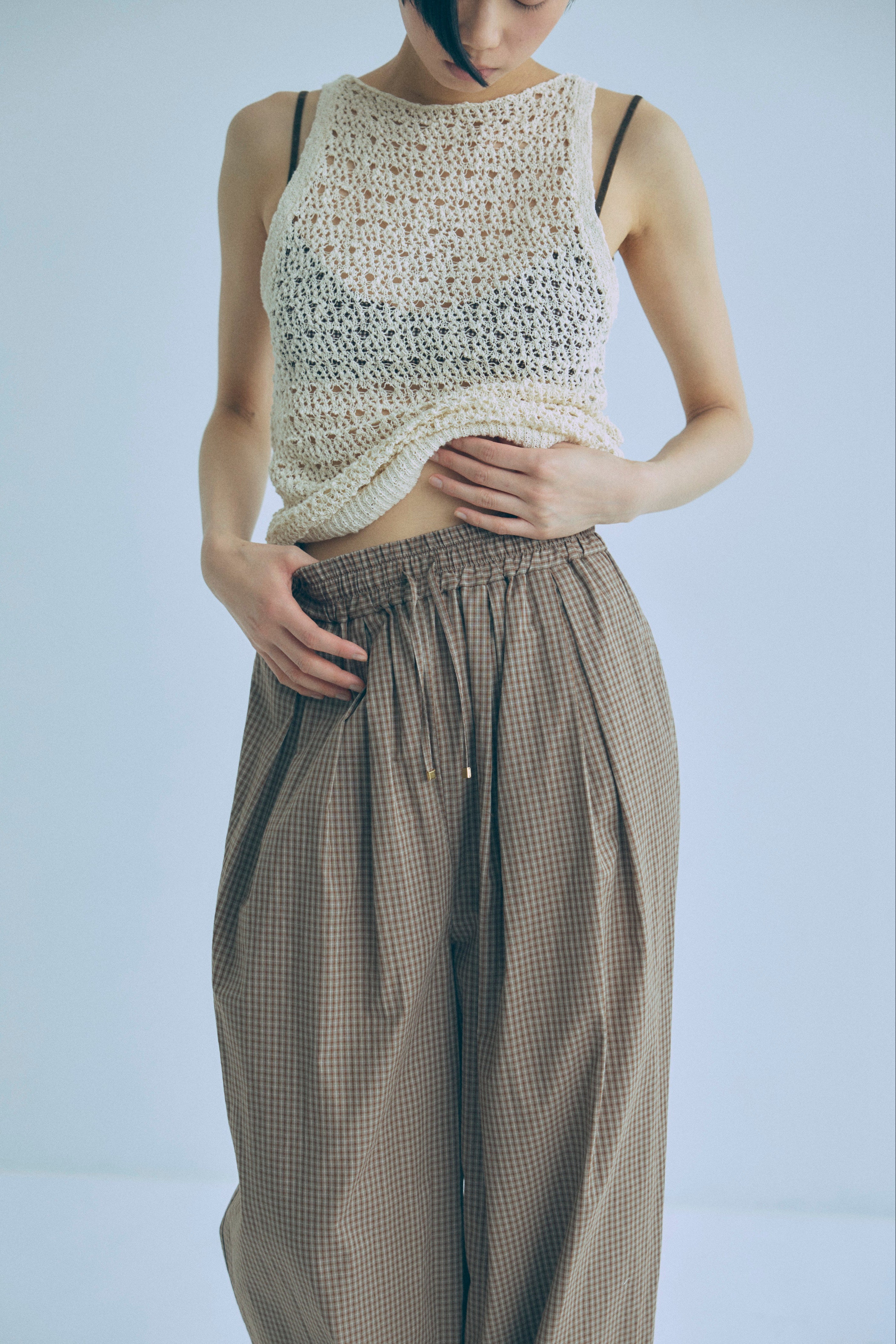 Airy Check Tuck Easy-Pants – EN NEUME