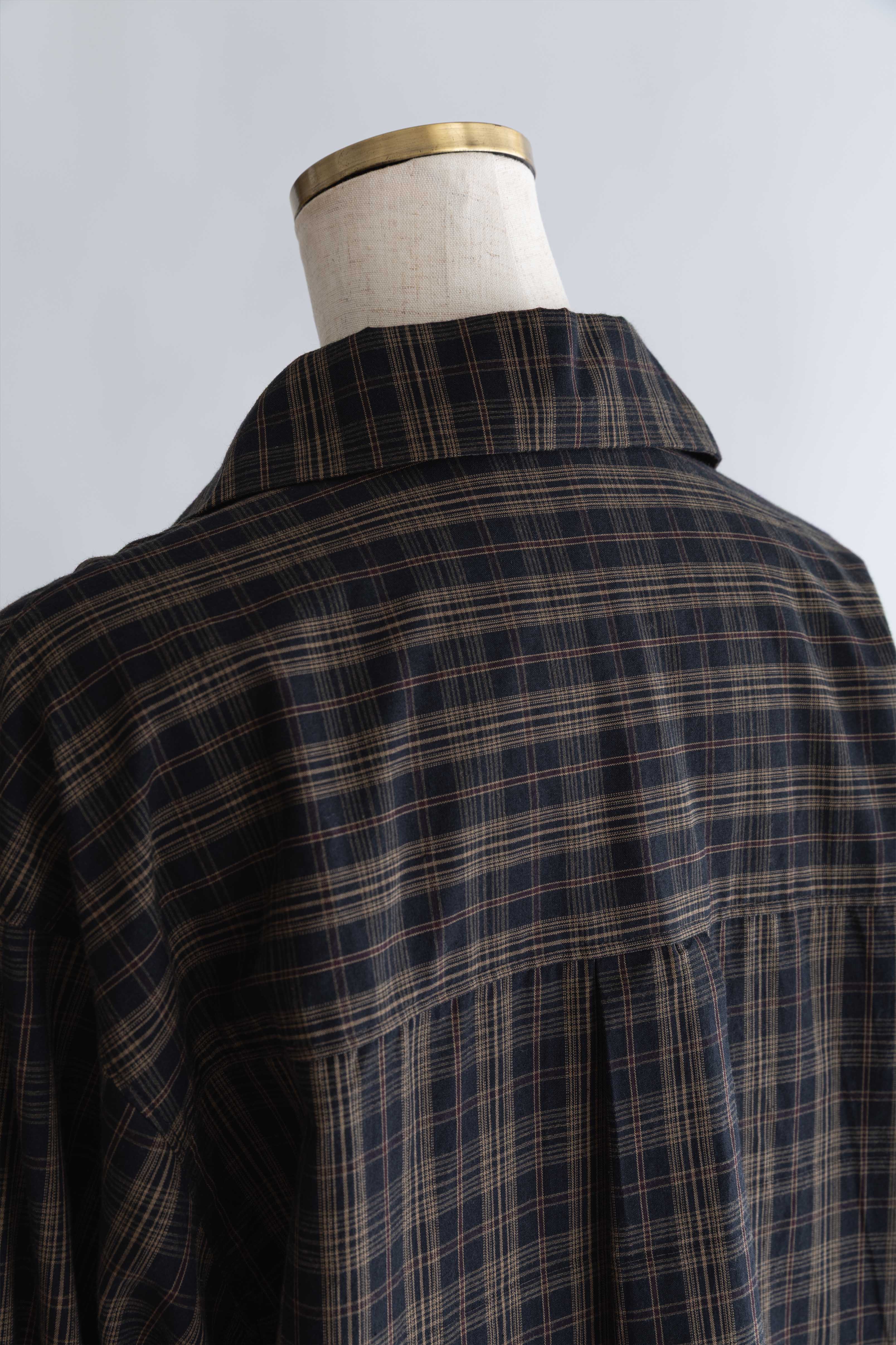Satin Piping Checked Pajama Shirt