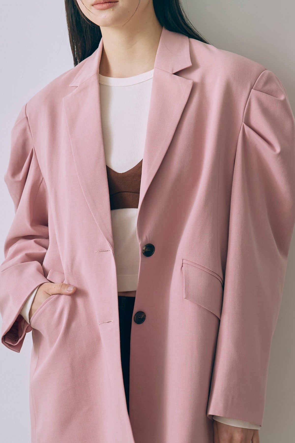 Gathered Shoulder Fitted Jacket
