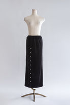Velour Snap-Detail I-Line Skirt ブラック