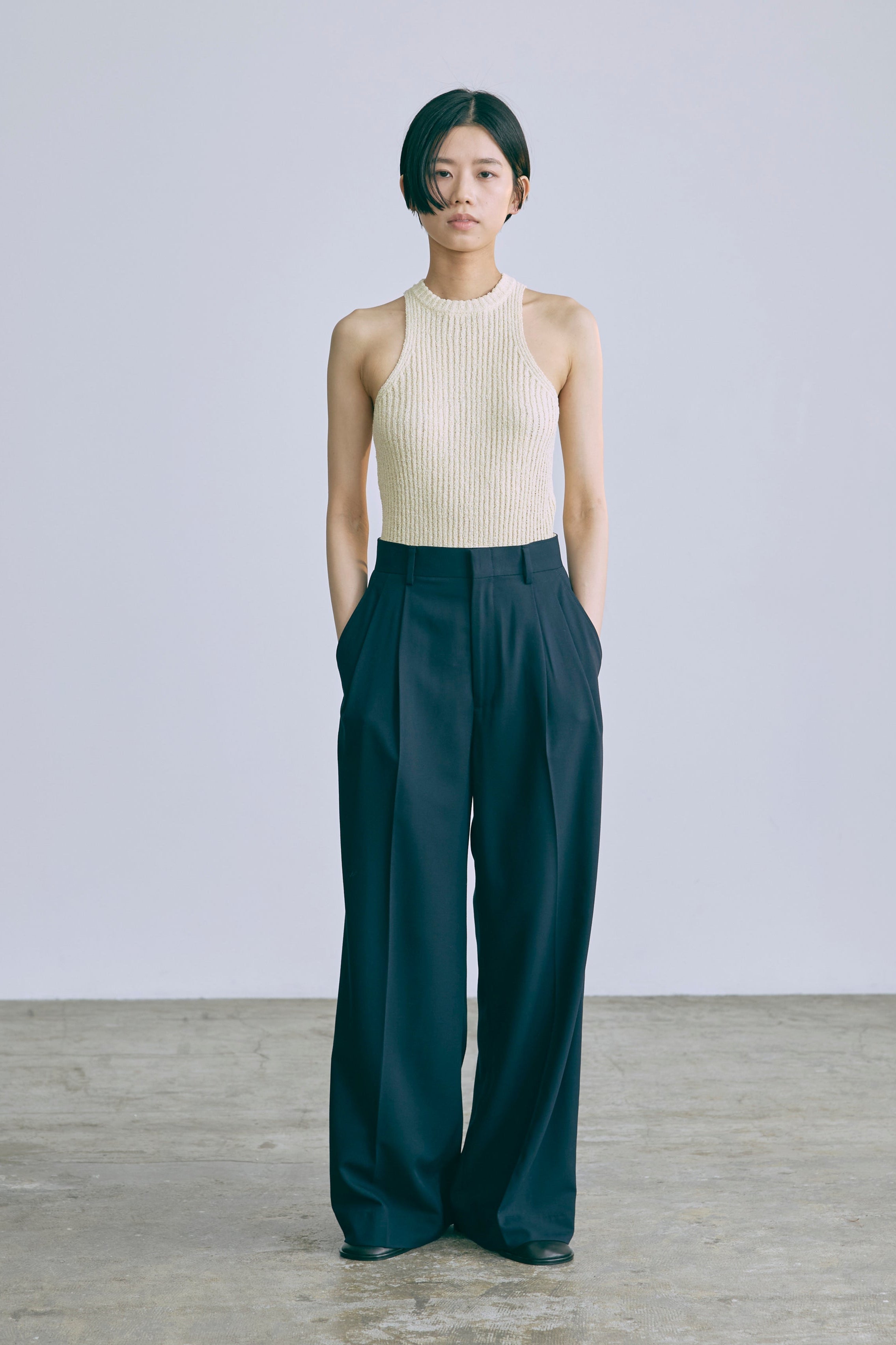 【Set Up】Semi-Wide Trousers ネイビー size:1 model:170cm chii