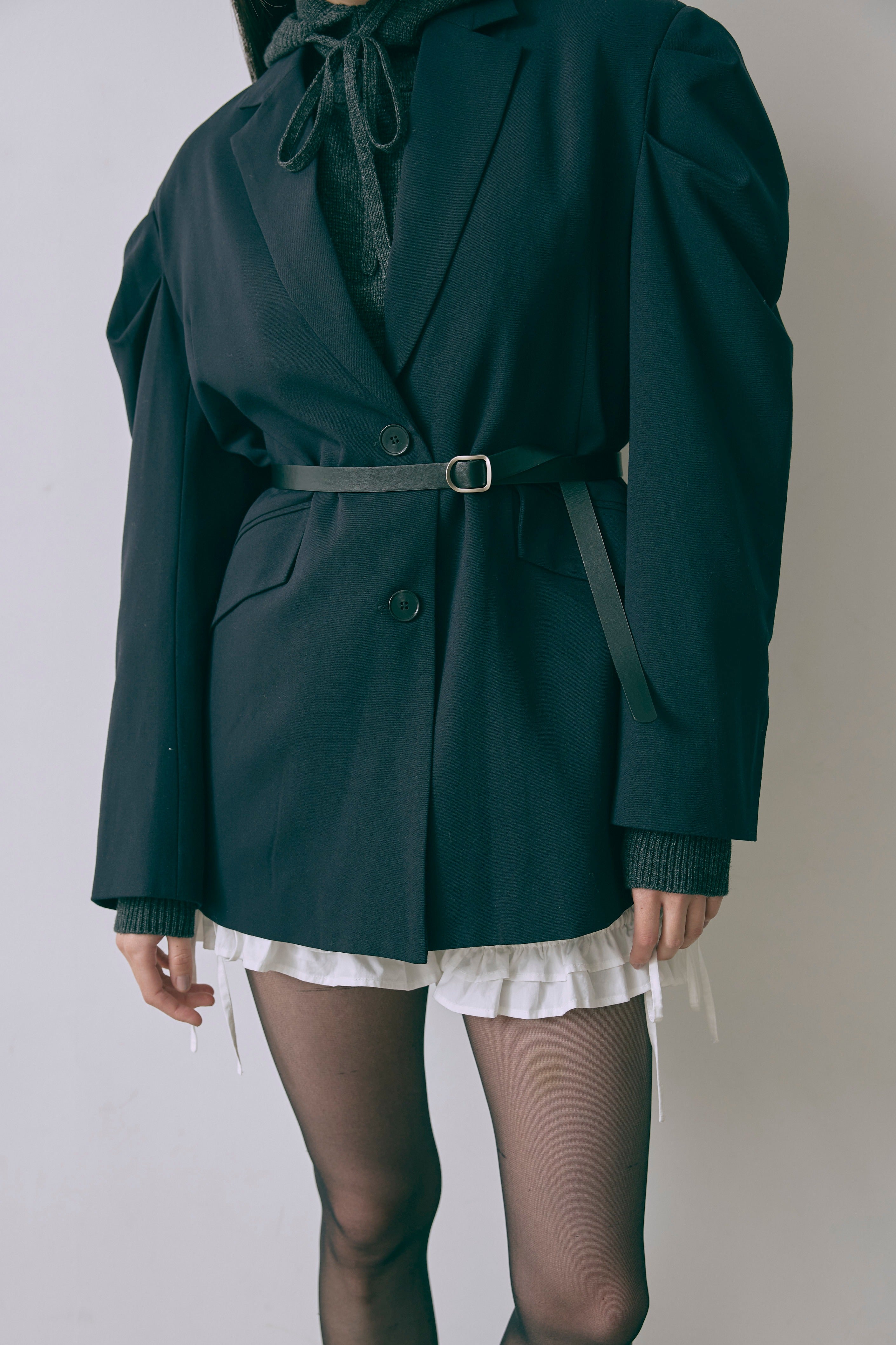 Gathered Shoulder Fitted Jacket