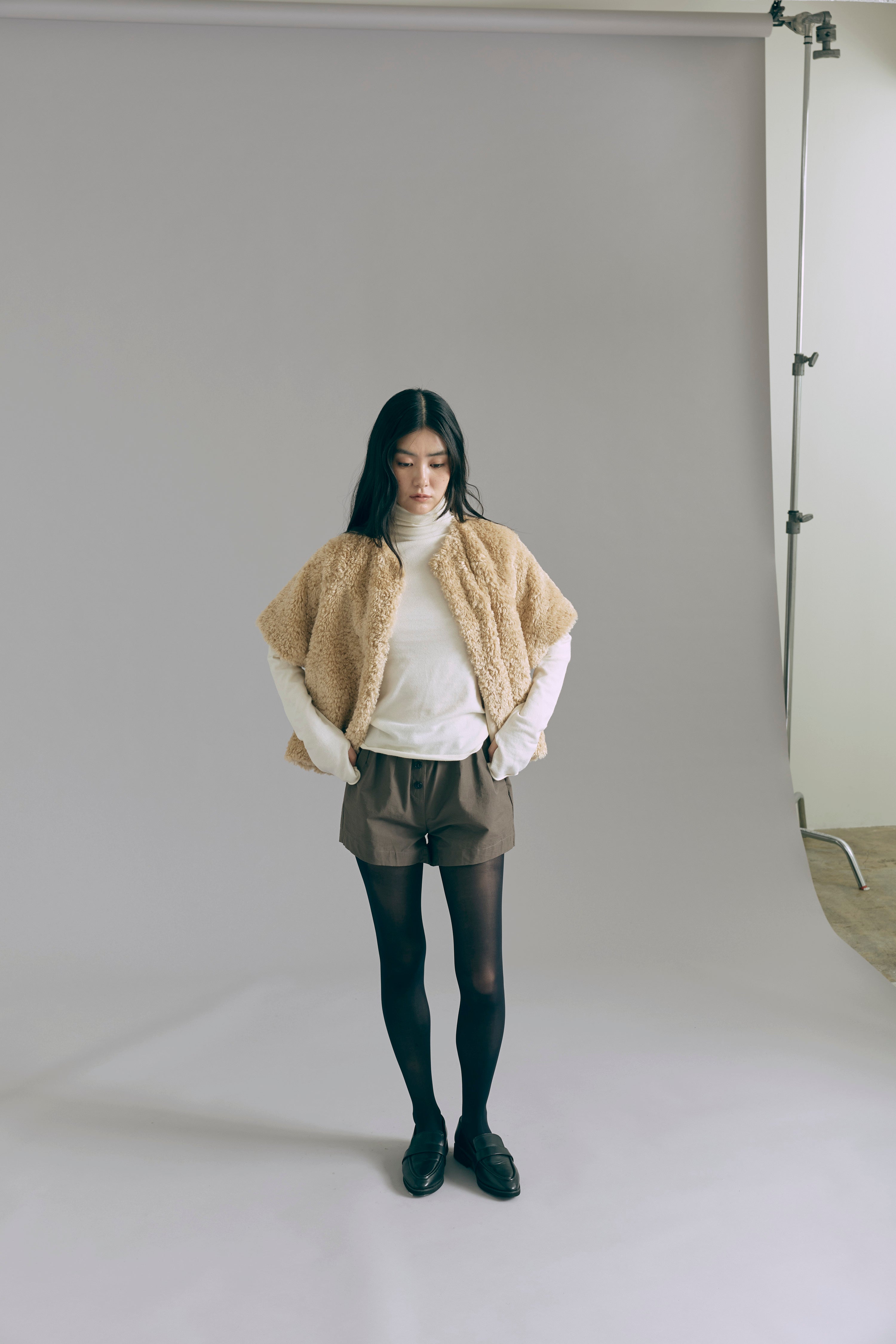 Short Sleeve Fur Jacket