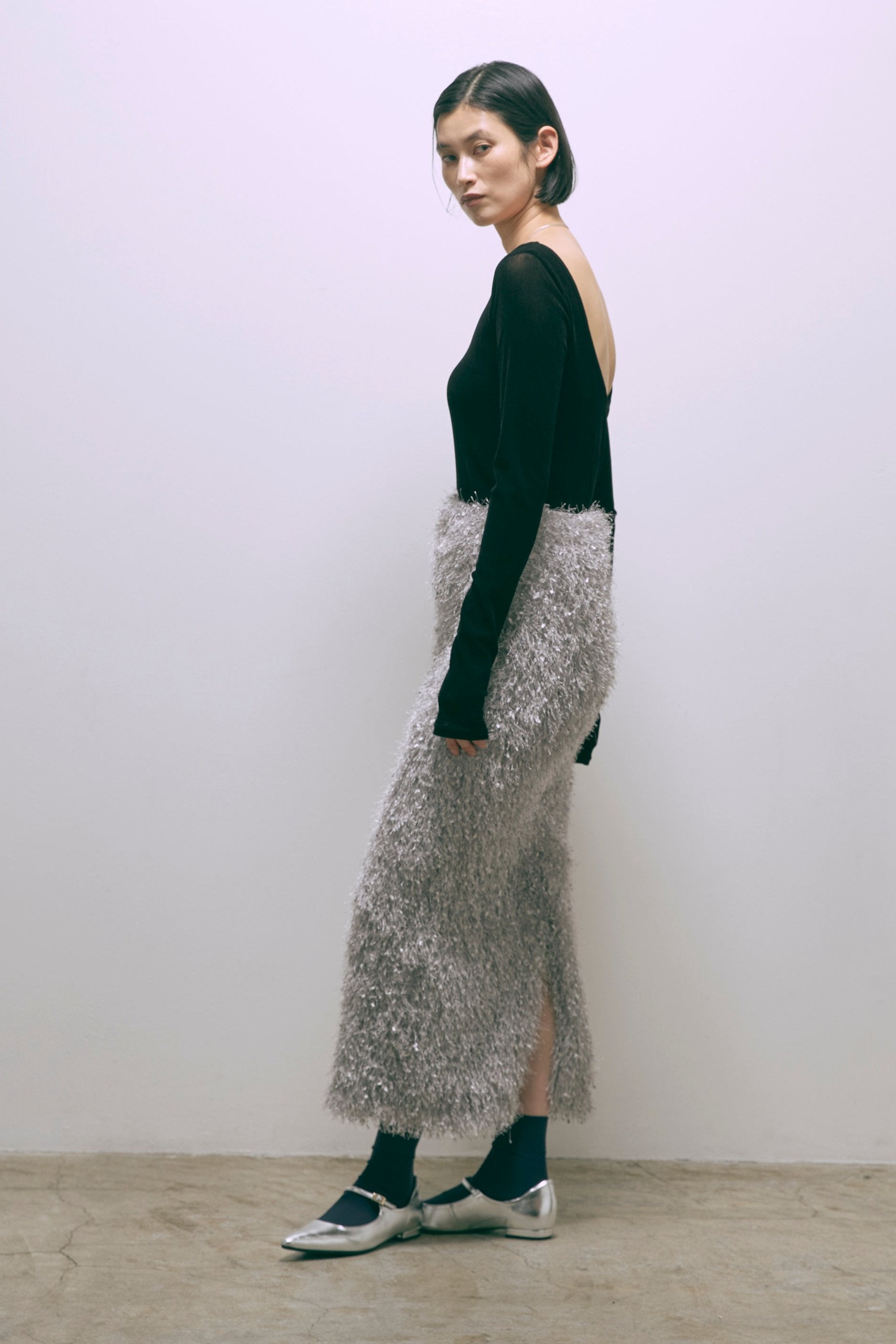 Flocked Tulle Back Open Top