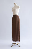 Polka Dot Satin Lace Trim Skirt