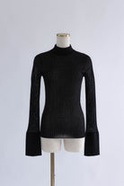Bottleneck Sheer Rib Knit ブラック