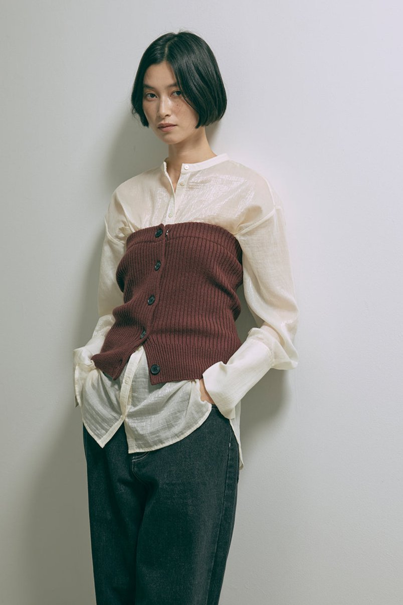 Crewneck Knit ＆ Rib Knit Bustier Set