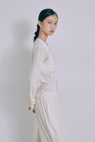 Sheer Velour Draped Cardigan