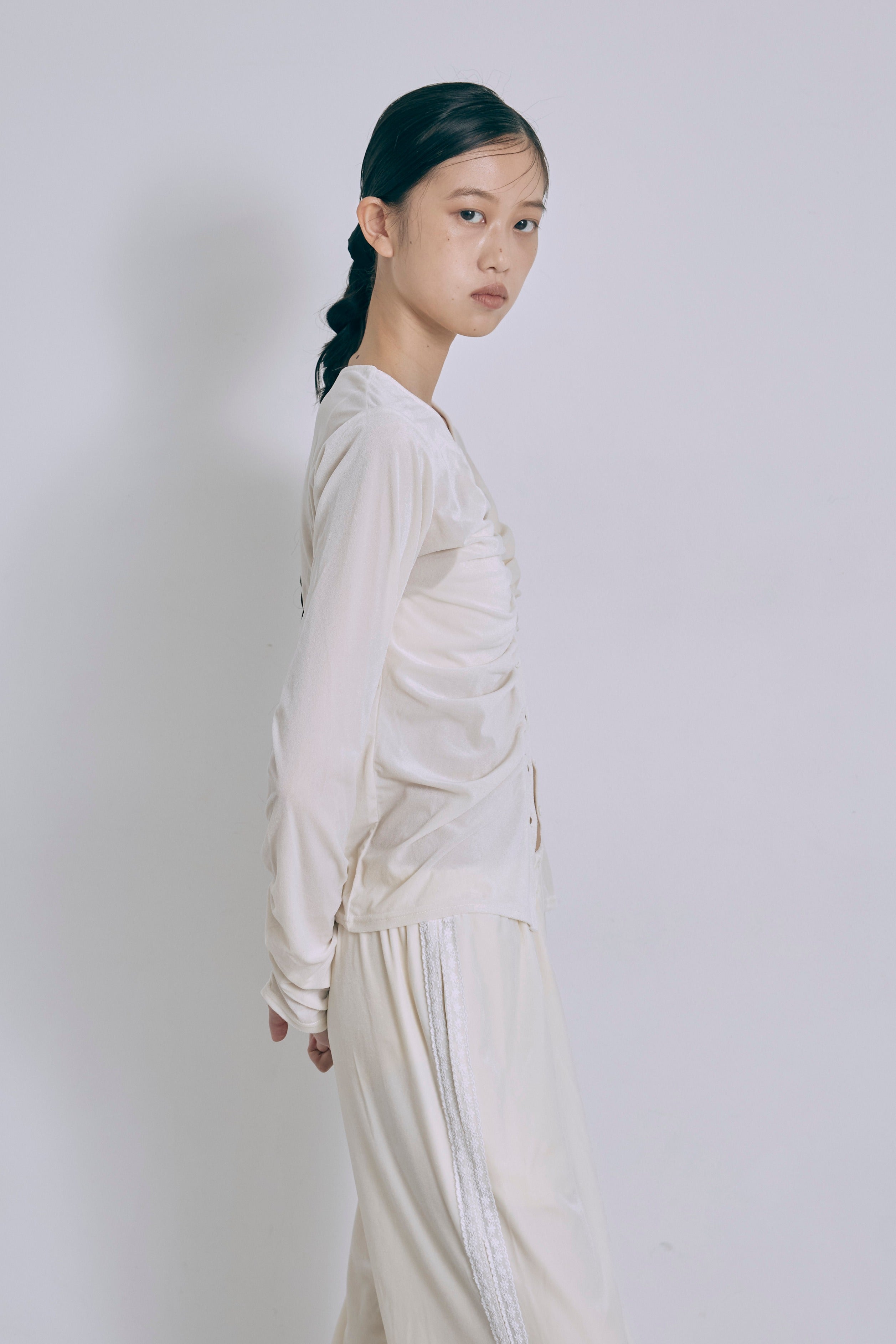 Sheer Velour Draped Cardigan