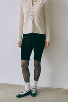Velour Slim-Fit Biker Leggings