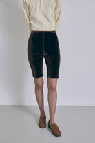Velour Slim-Fit Biker Leggings