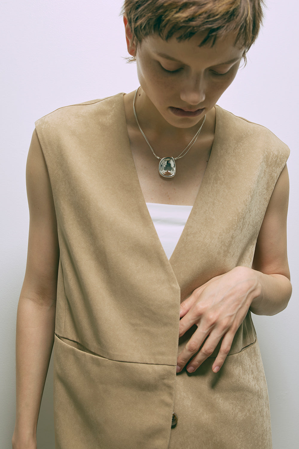 【Set Up】Faux Suede Gilet