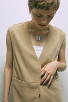 【Set Up】Faux Suede Gilet