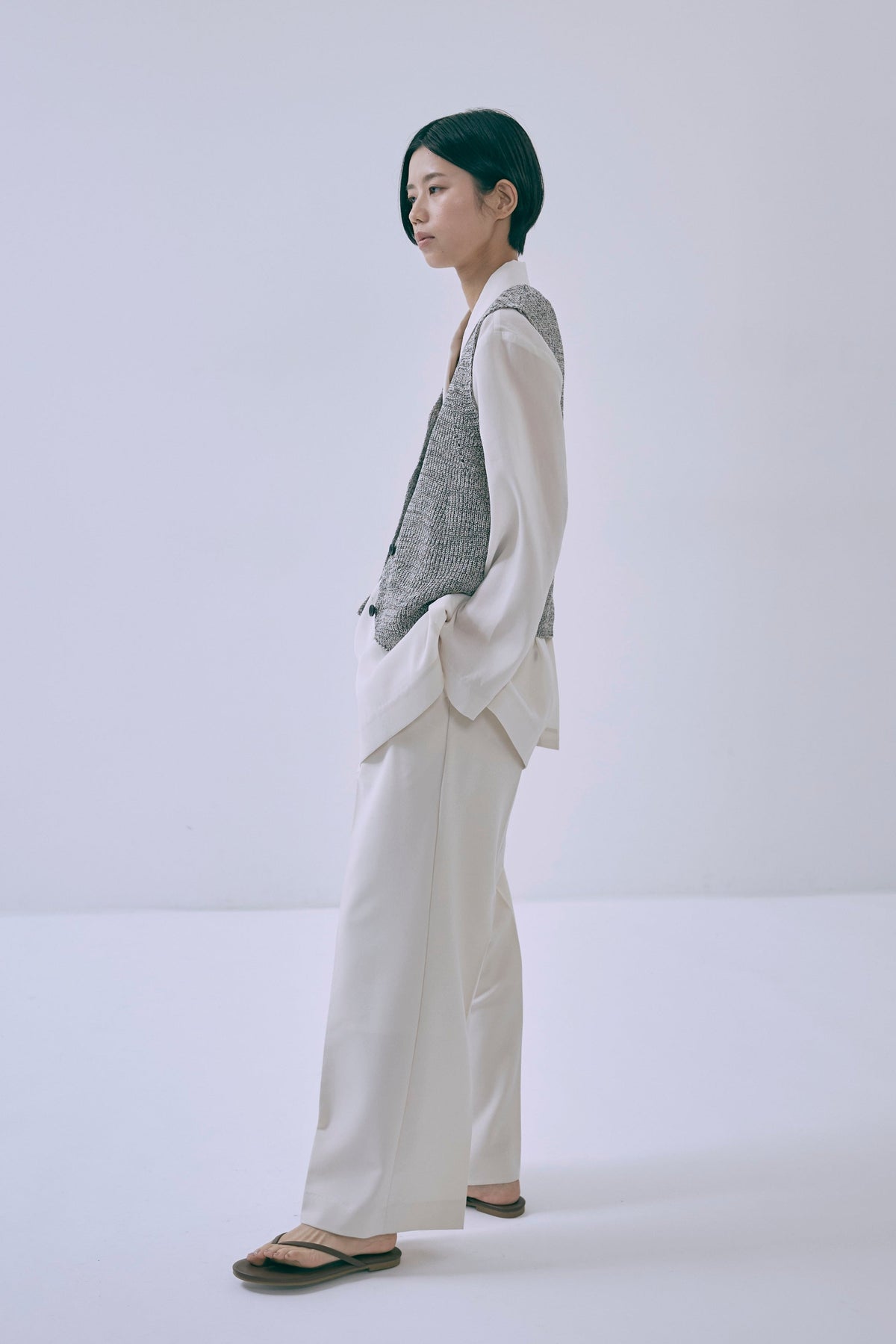 Melange Knit Gilet オフホワイト