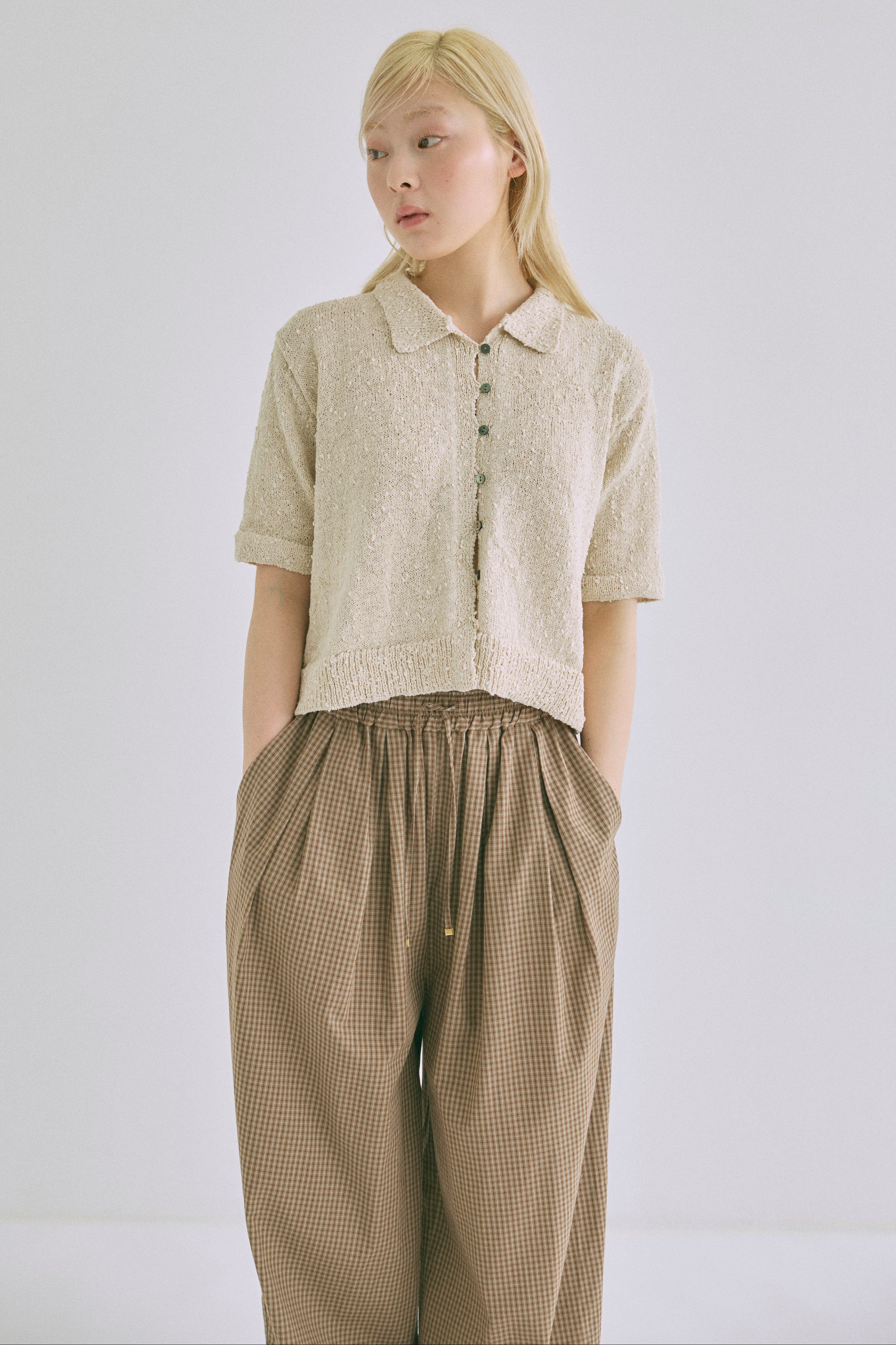 Airy Check Tuck Easy-Pants – EN NEUME