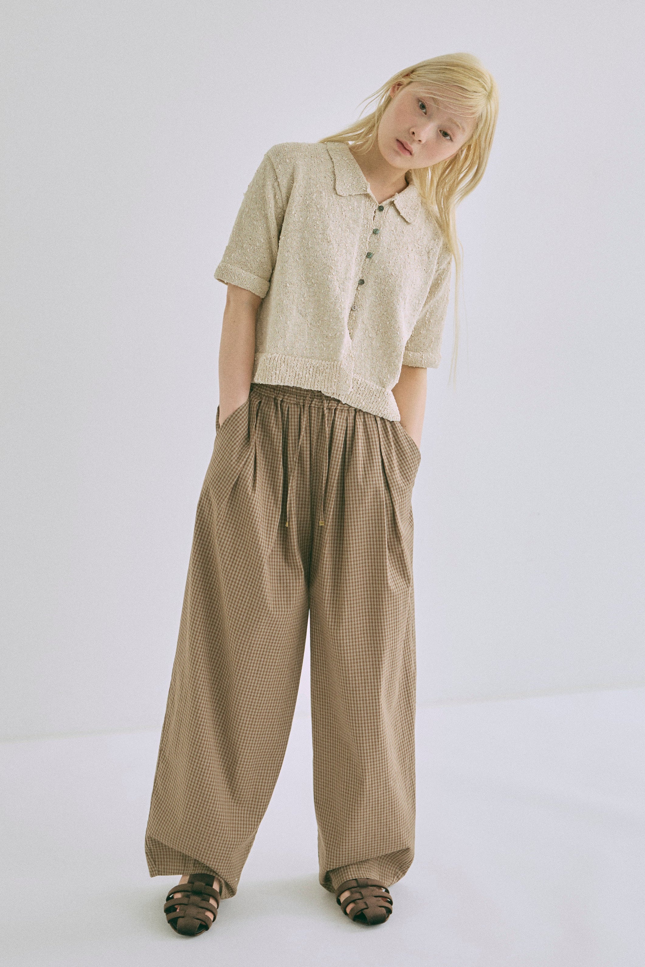 Airy Check Tuck Easy-Pants – EN NEUME