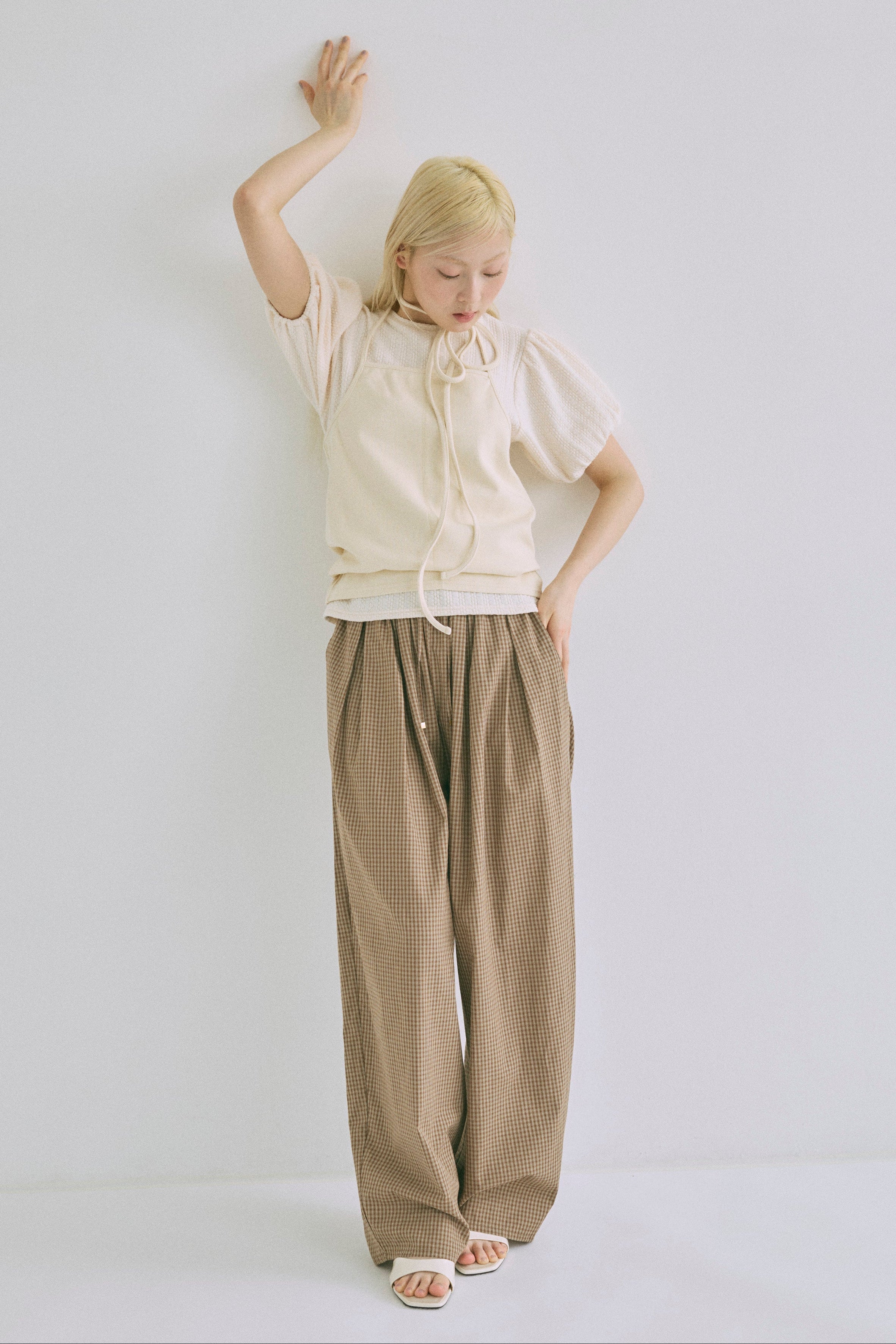 Airy Check Tuck Easy-Pants – EN NEUME