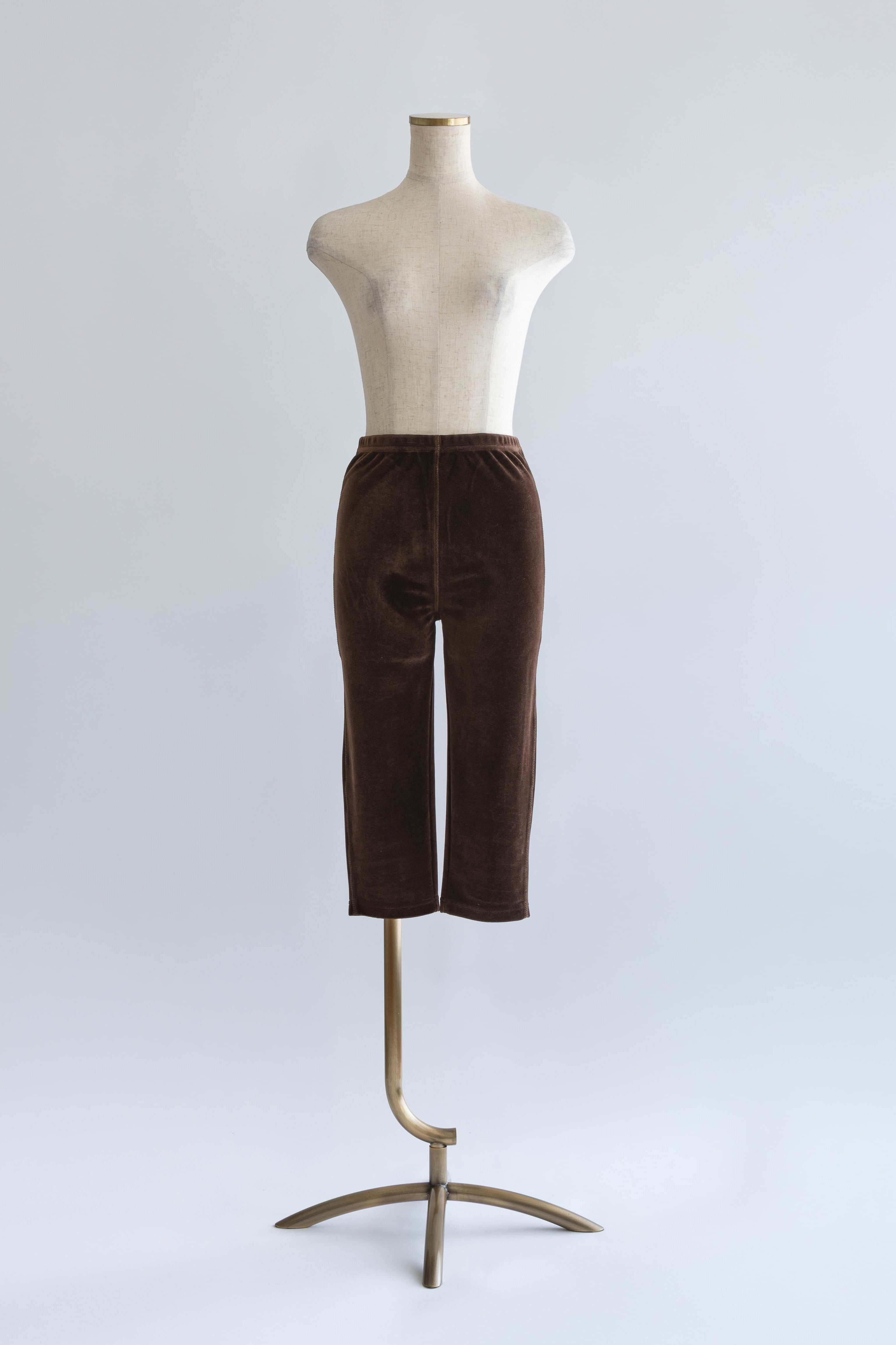 Velour Slim-Fit Biker Leggings ダークブラウン