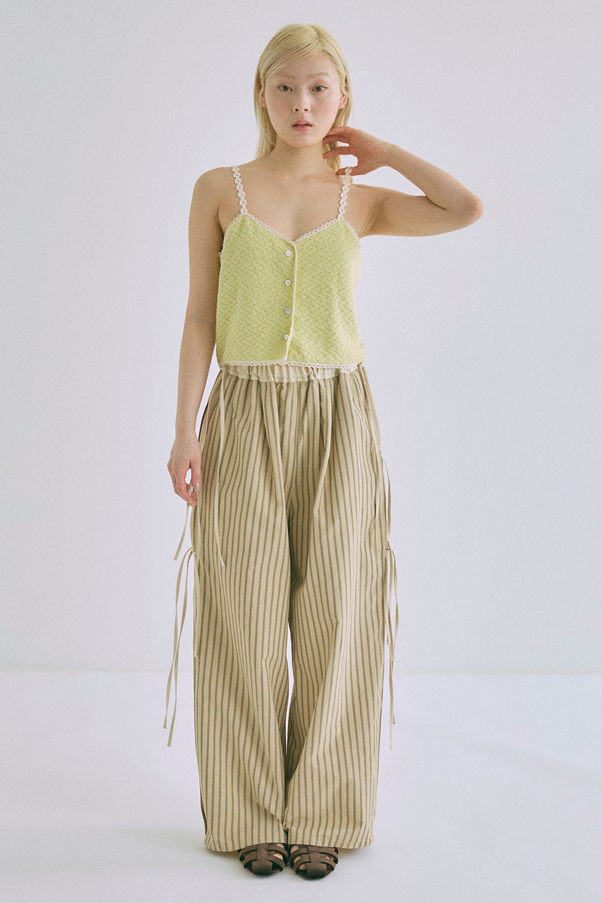ストライプパンツ レディース Side Ribbon Stripe Pants | EN NEUME