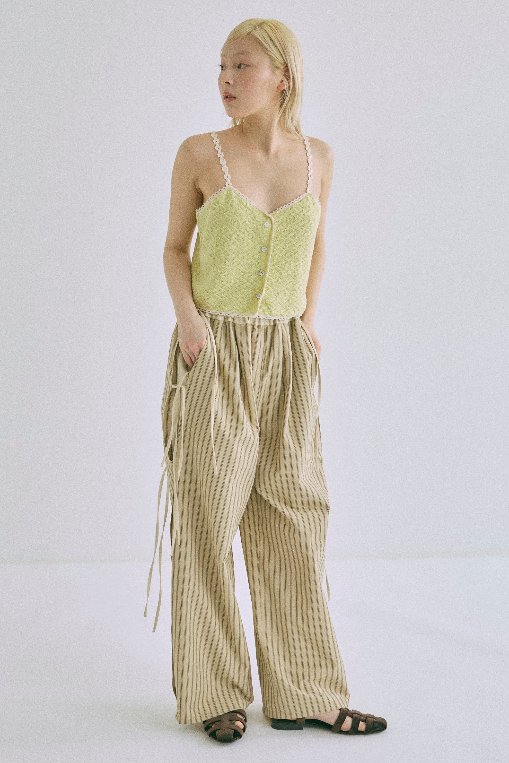 ストライプパンツ レディース Side Ribbon Stripe Pants | EN NEUME