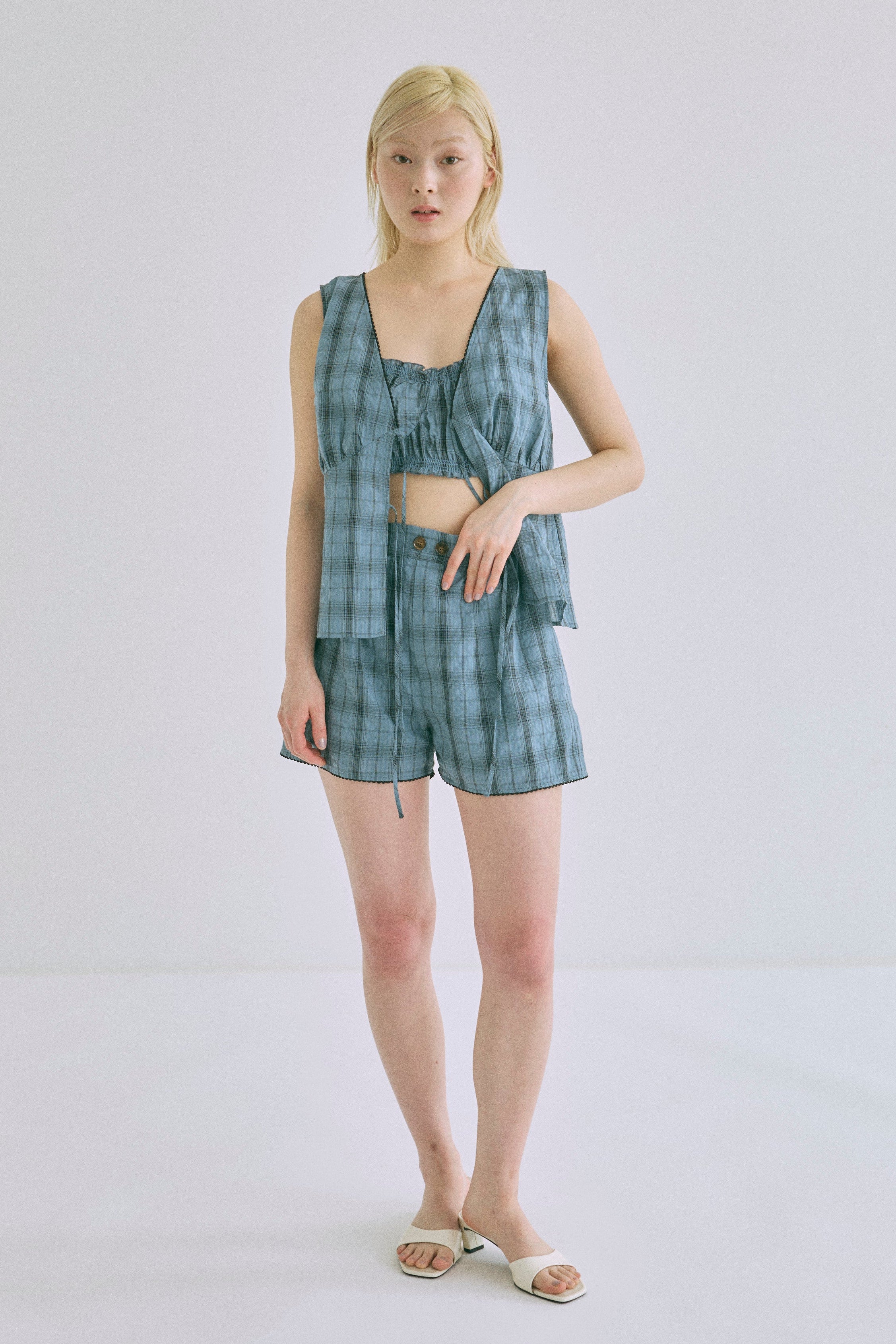 Set Up】Checked Ribbon Blouse – EN NEUME