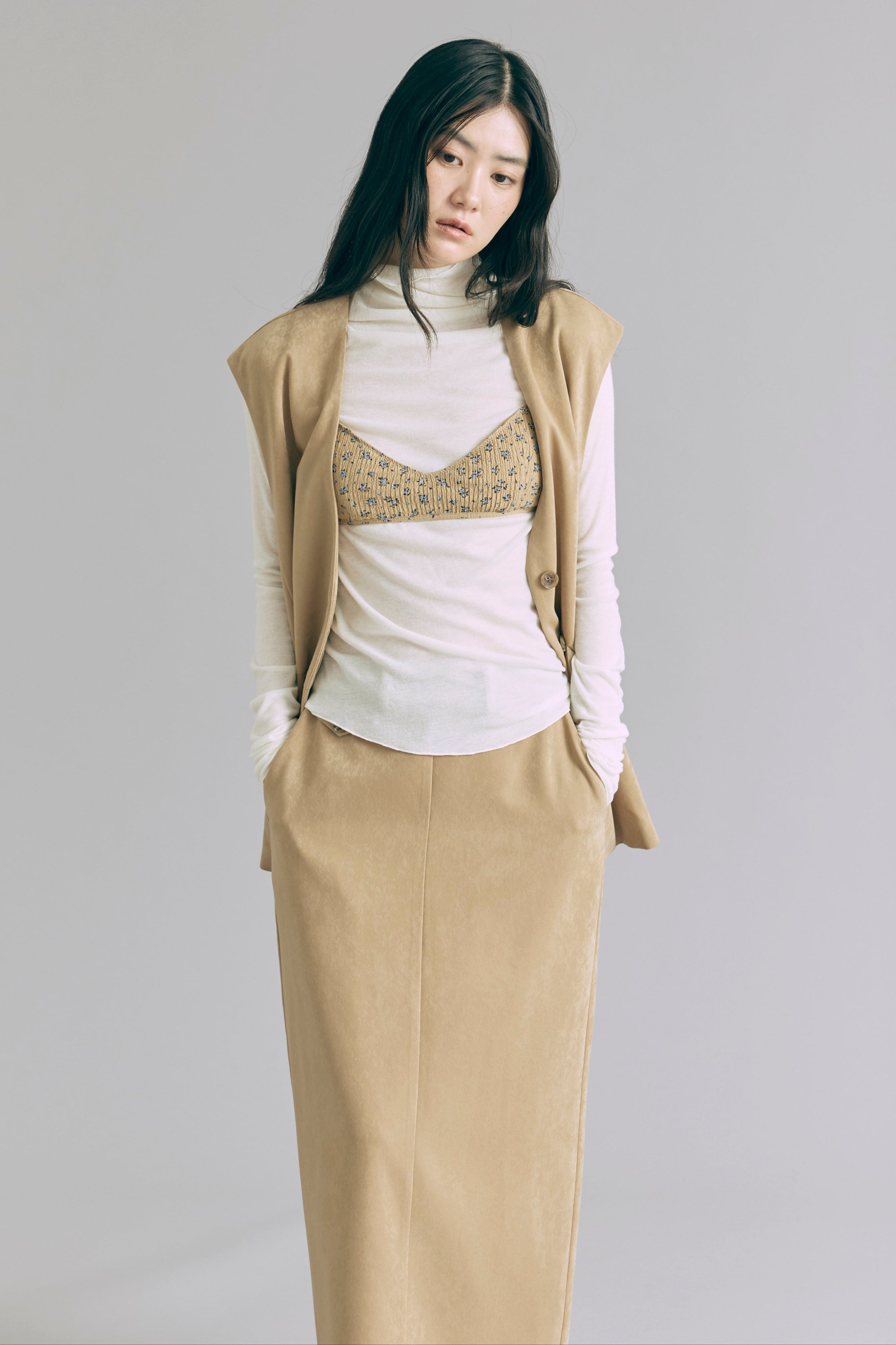 【Set Up】Faux Suede Gilet
