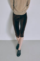 Velour Slim-Fit Biker Leggings ダークブラウン size:1 model:175cm SENPING