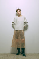 Vneck Fox Over Knit オートミール model:178cm NADIA