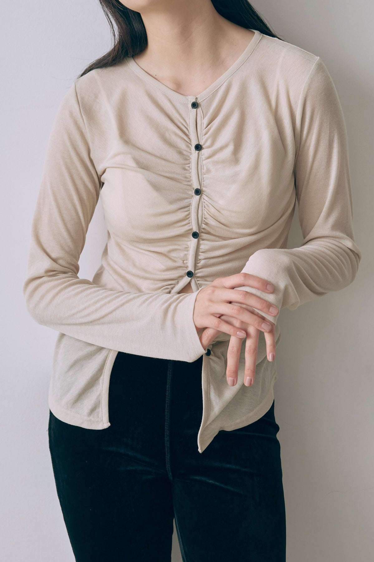 Soft Sheer Gathered Cardigan