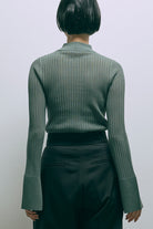 Bottleneck Sheer Rib Knit