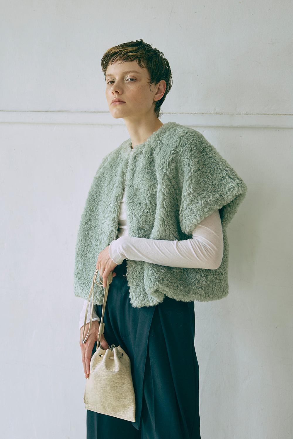 Short Sleeve Fur Jacket