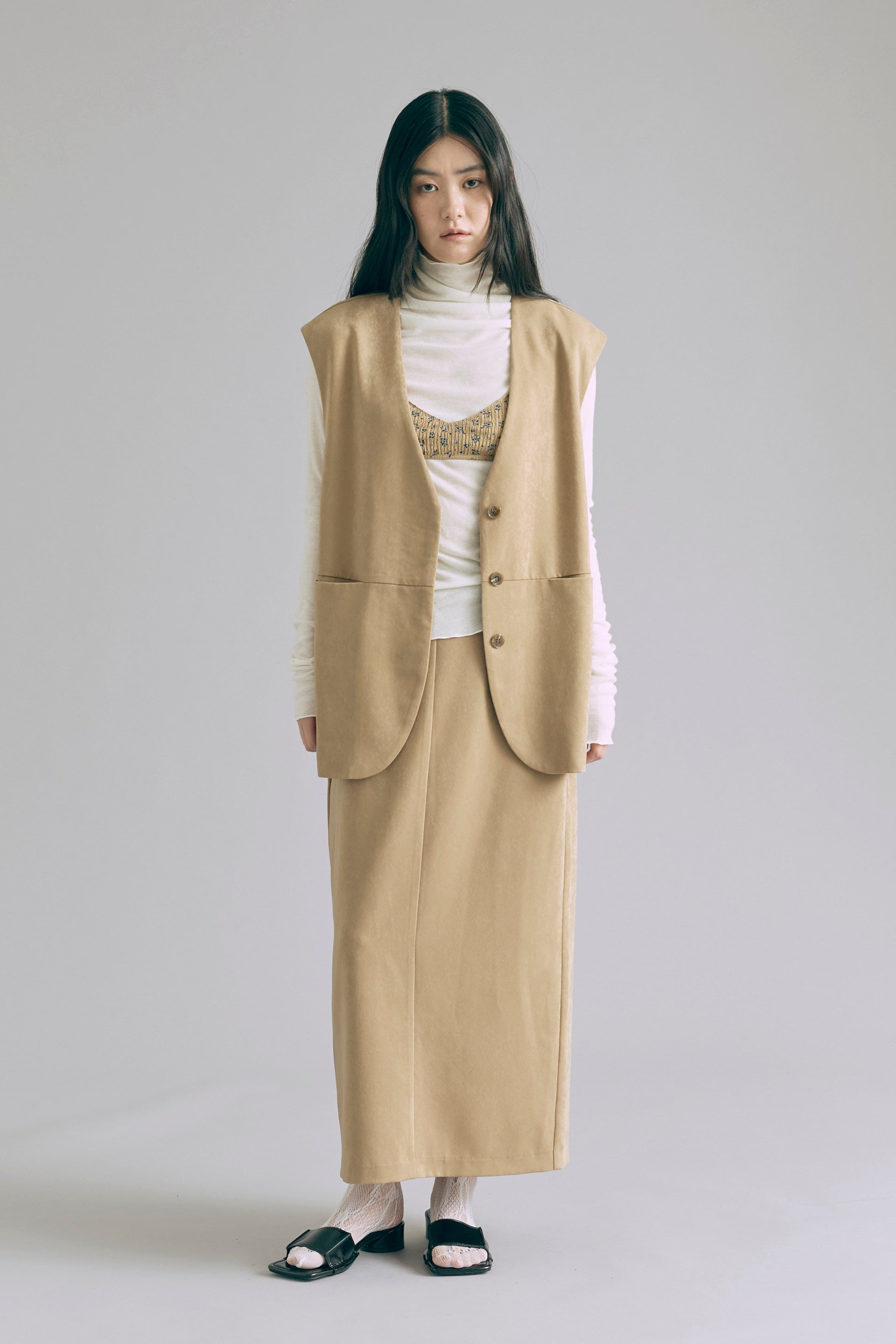 【Set Up】Faux Suede Gilet