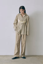 Satin Piping Checked Pajama Shirt
