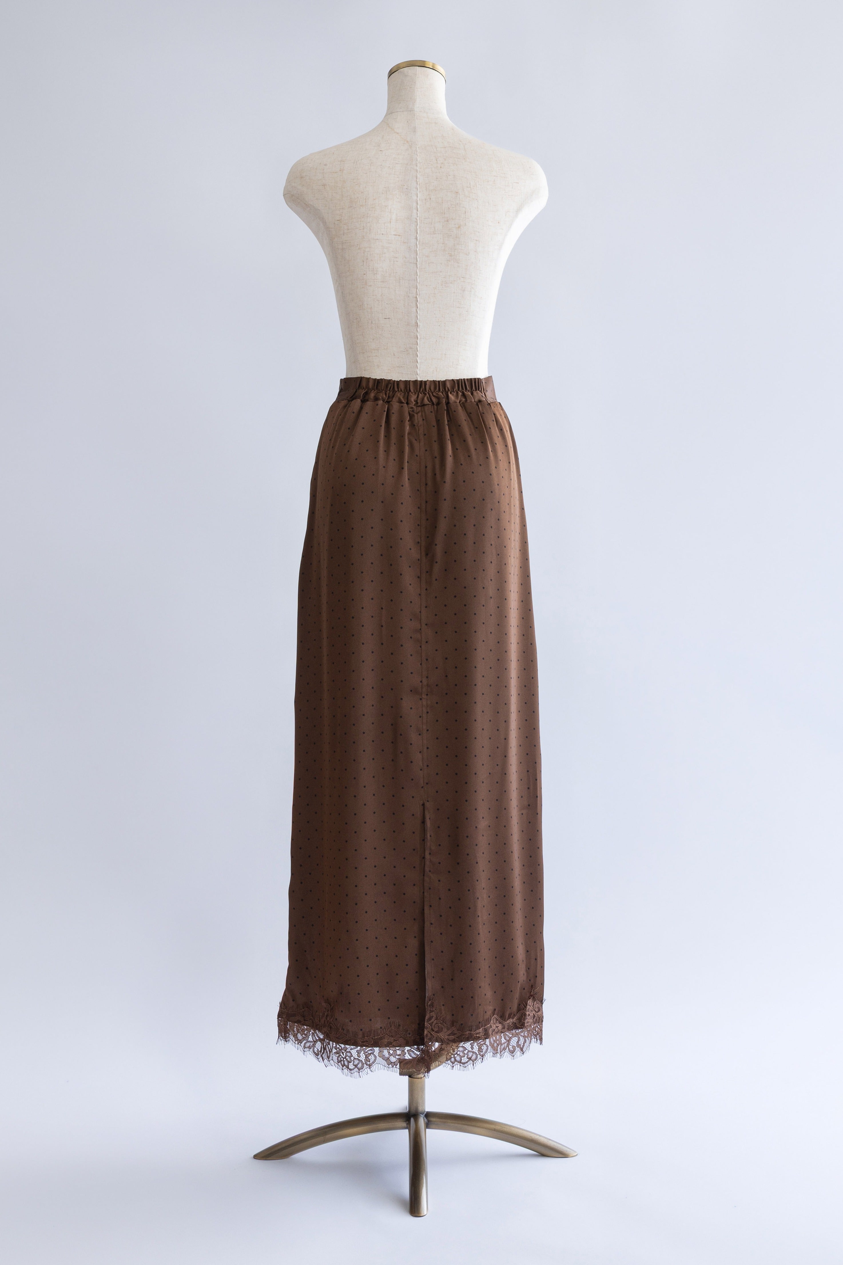 Polka Dot Satin Lace Trim Skirt