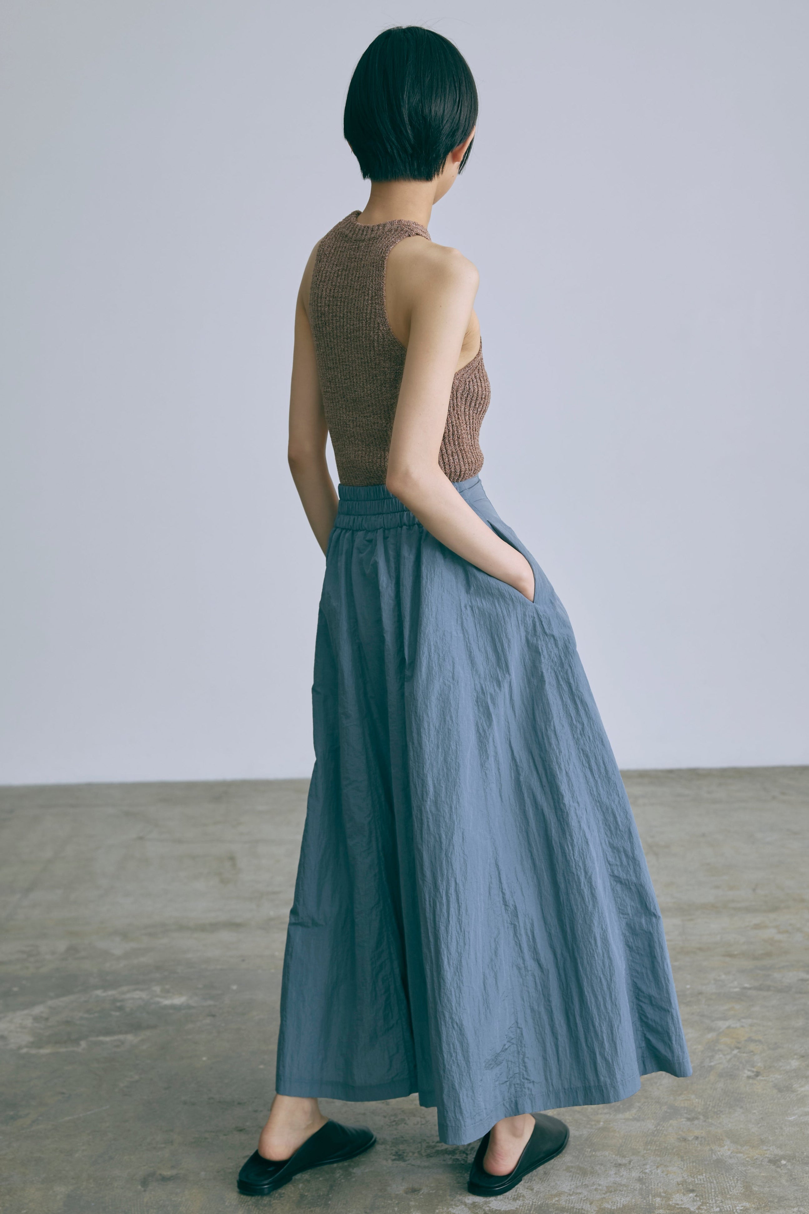 Nylon Taffeta Flared Skirt