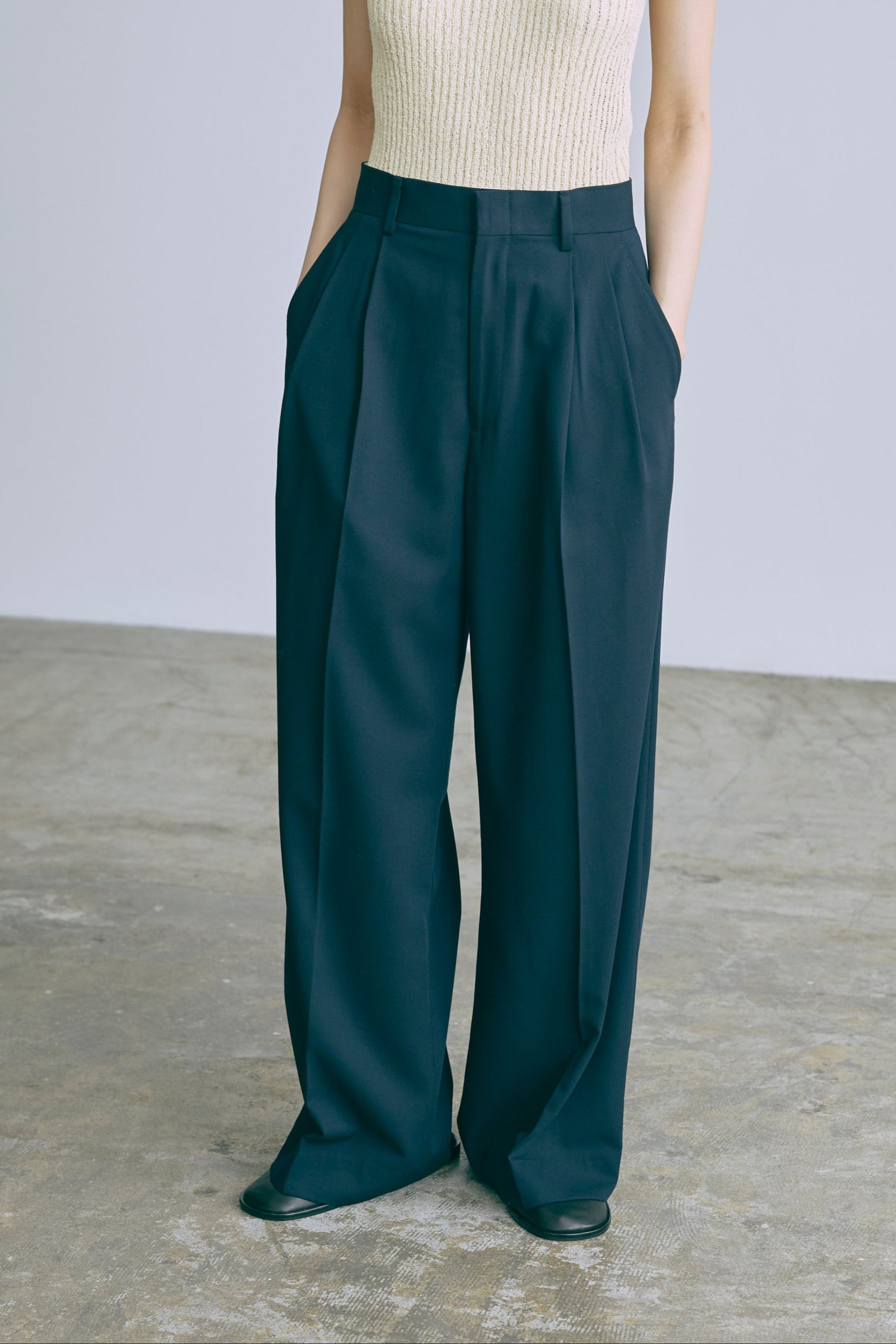 【Set Up】Semi-Wide Trousers ネイビー size:1 model:170cm chii