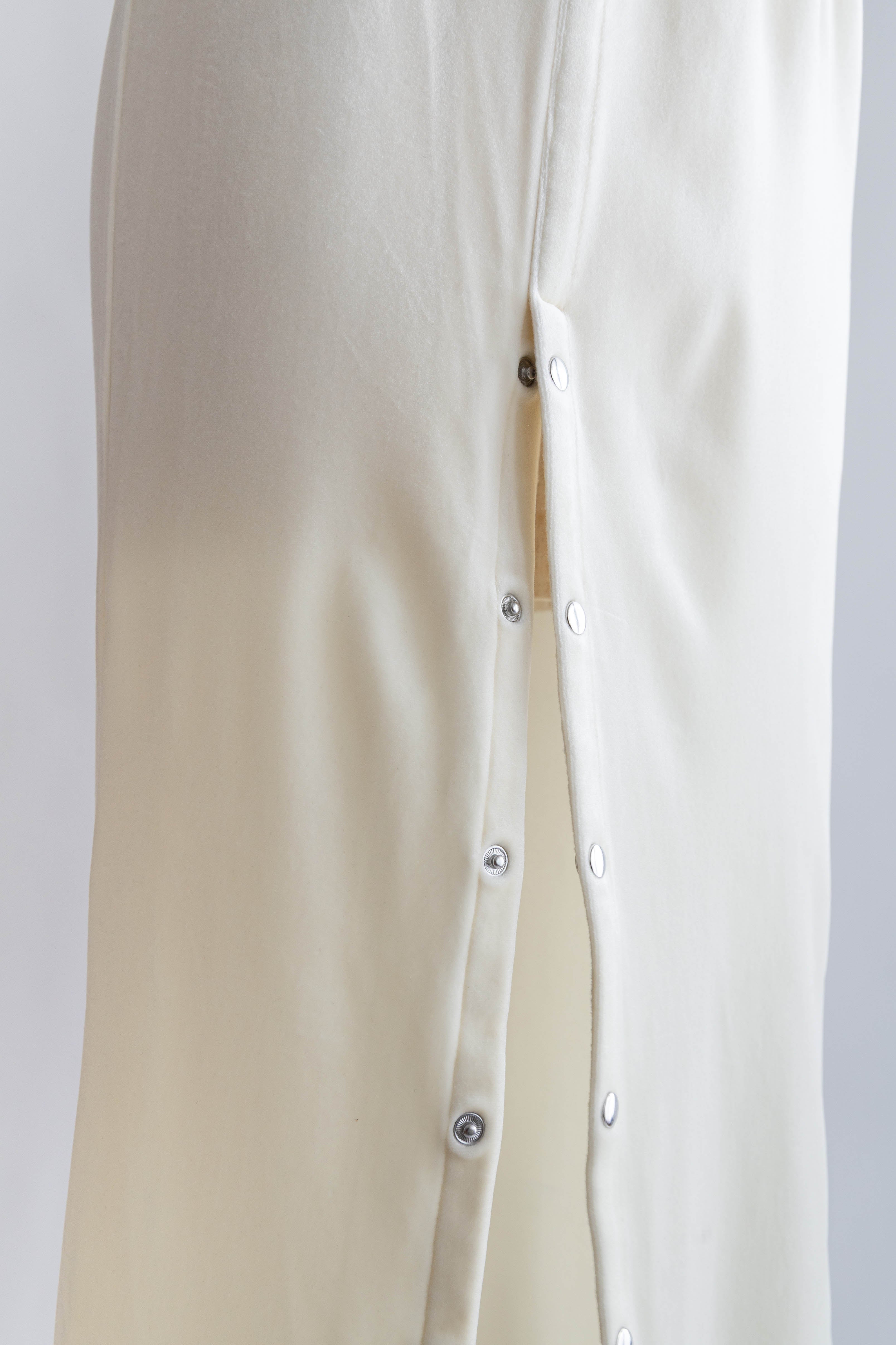 Velour Snap-Detail I-Line Skirt