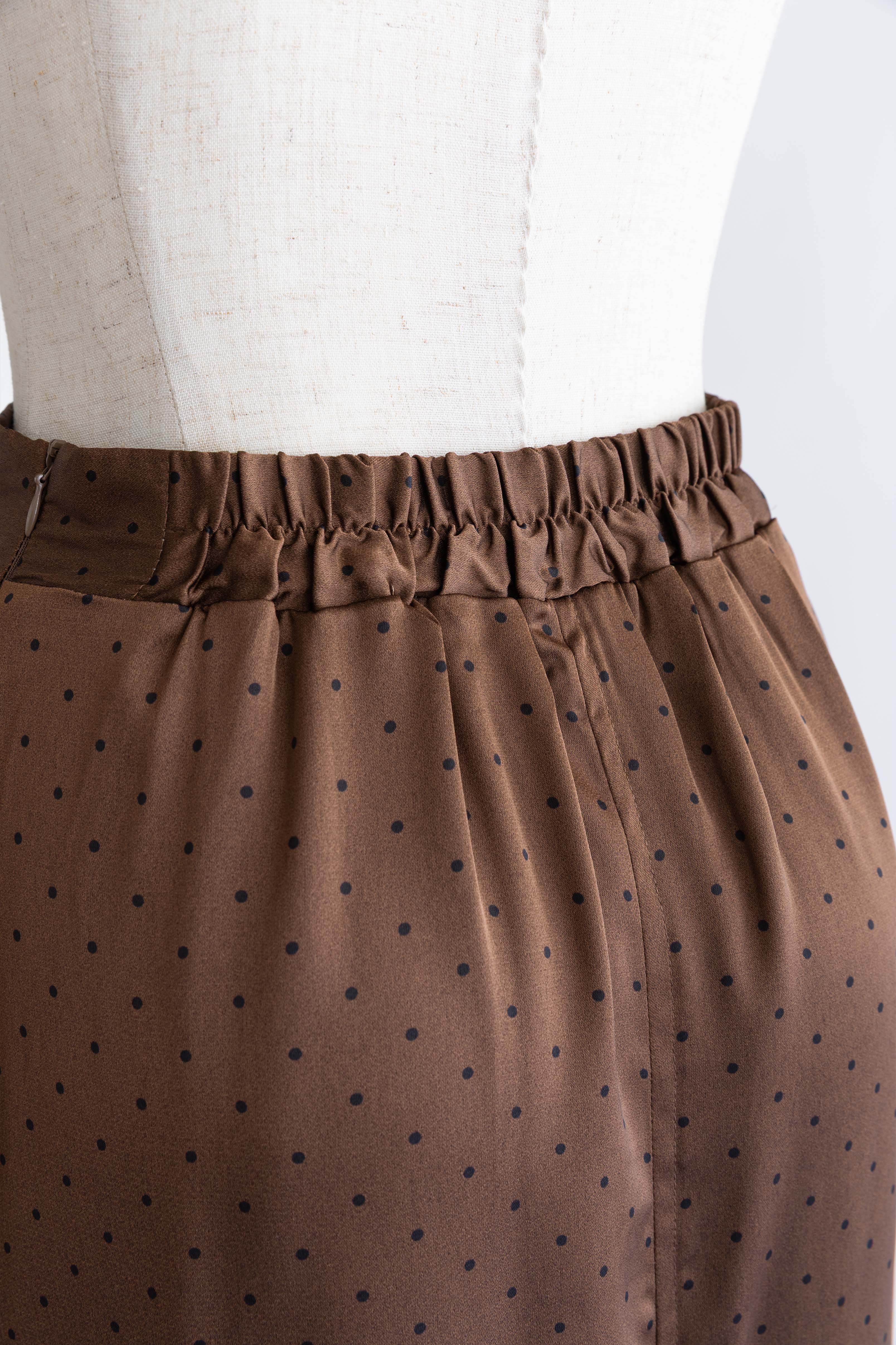 Polka Dot Satin Lace Trim Skirt