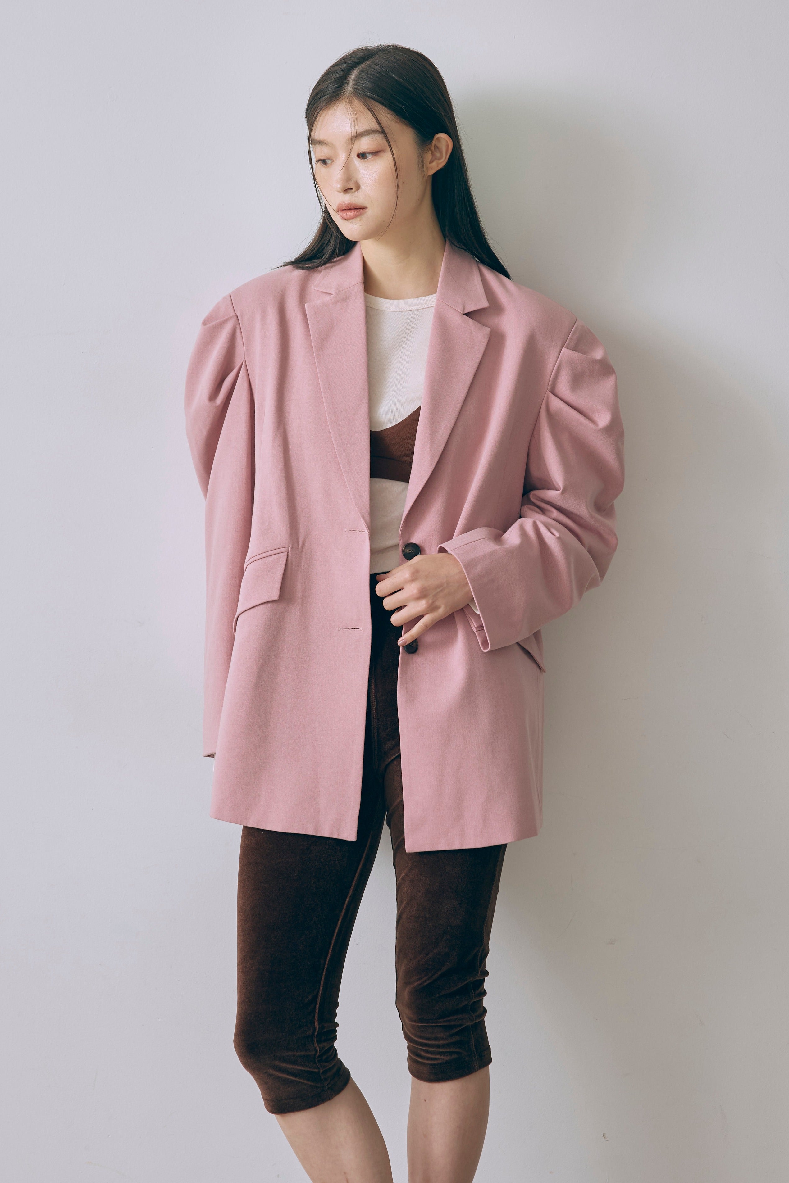 Gathered Shoulder Fitted Jacket