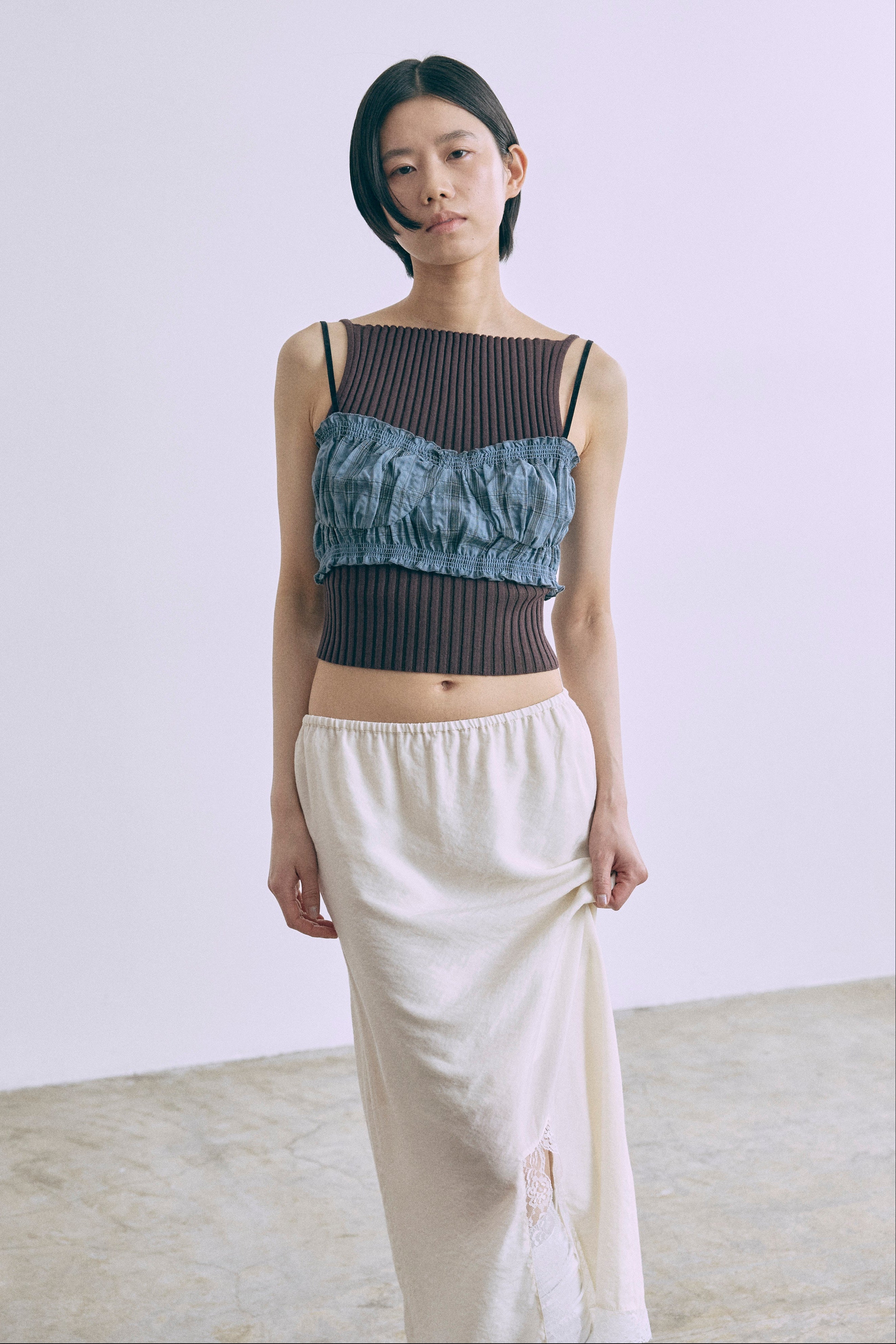 エンノイム　en neume レース　ヴィンテージ　サテンスカート Vintage Lace-trim Skirt – EN NEUME