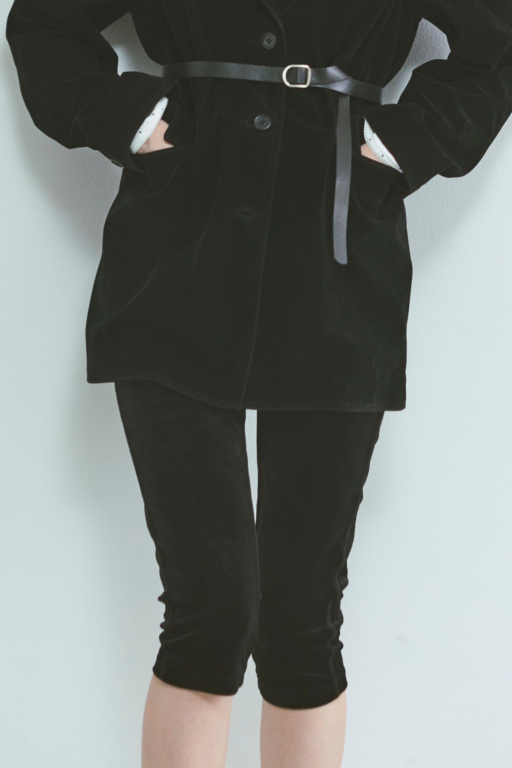 Velour Slim-Fit Biker Leggings