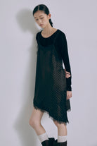 Polka Dot Satin Lace Cami Dress