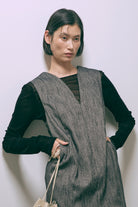 Flocked Tulle Back Open Top ブラック