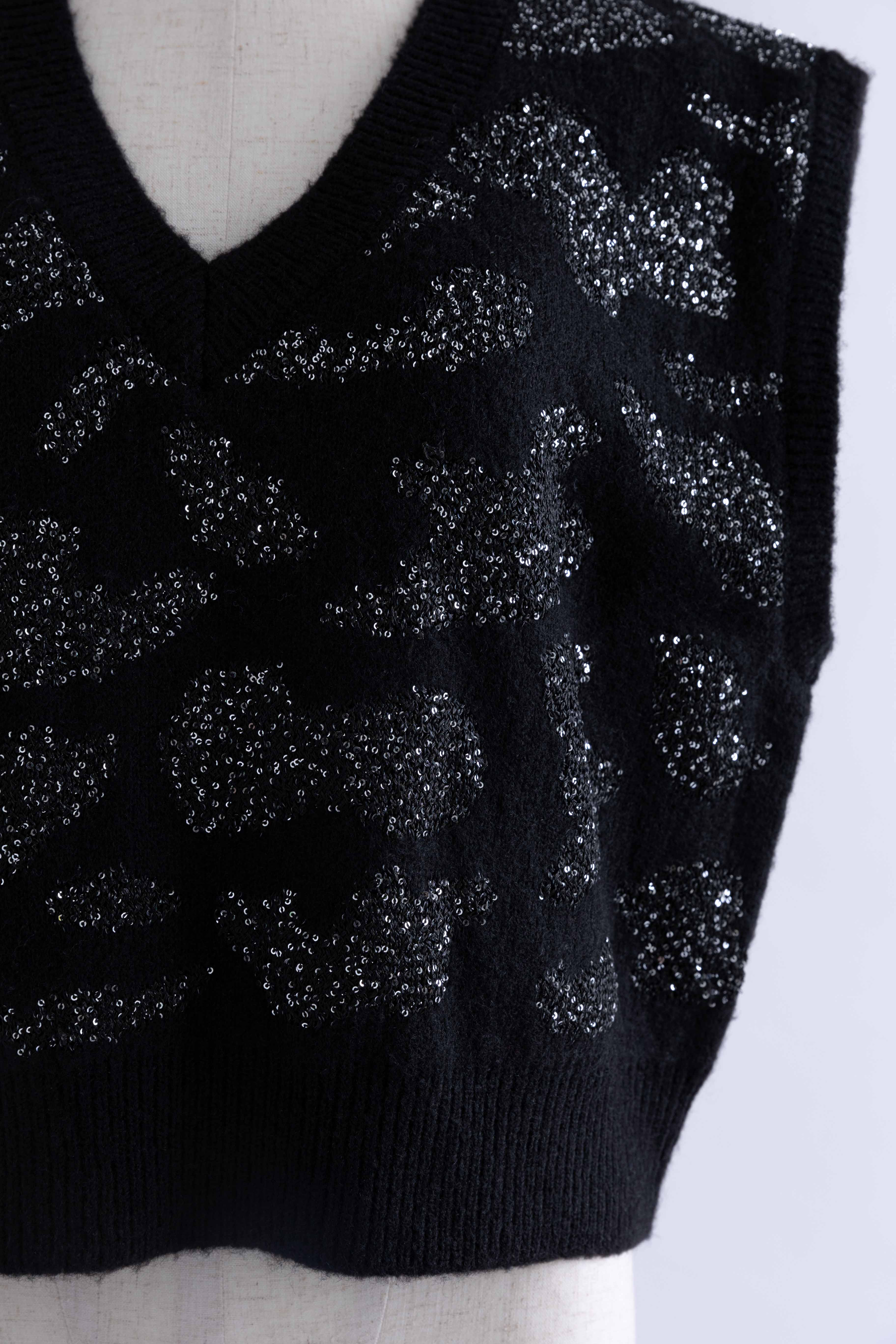 Sequin Jacquard Knit Vest